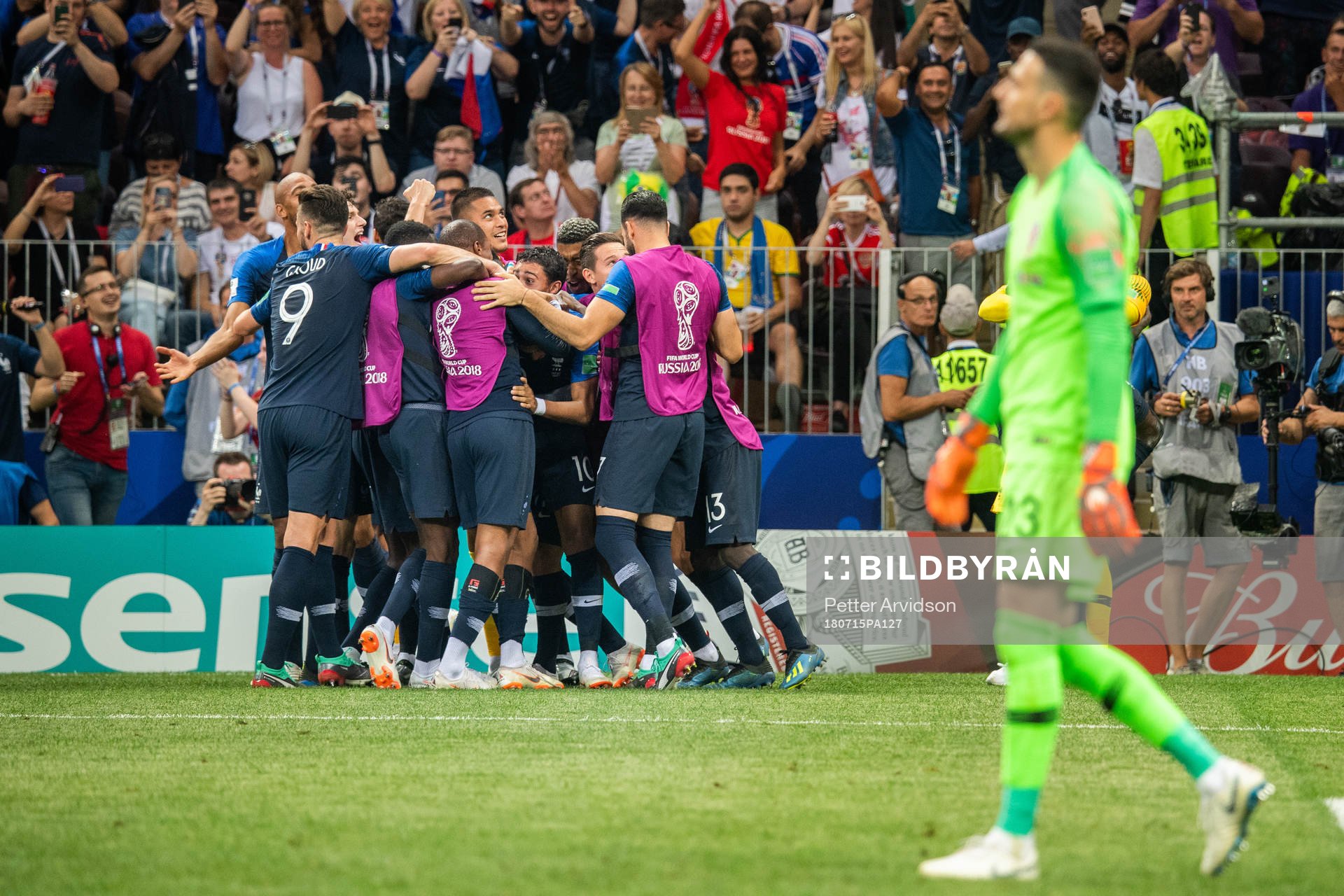 Kylian Mbappe of France celebrates with team mates