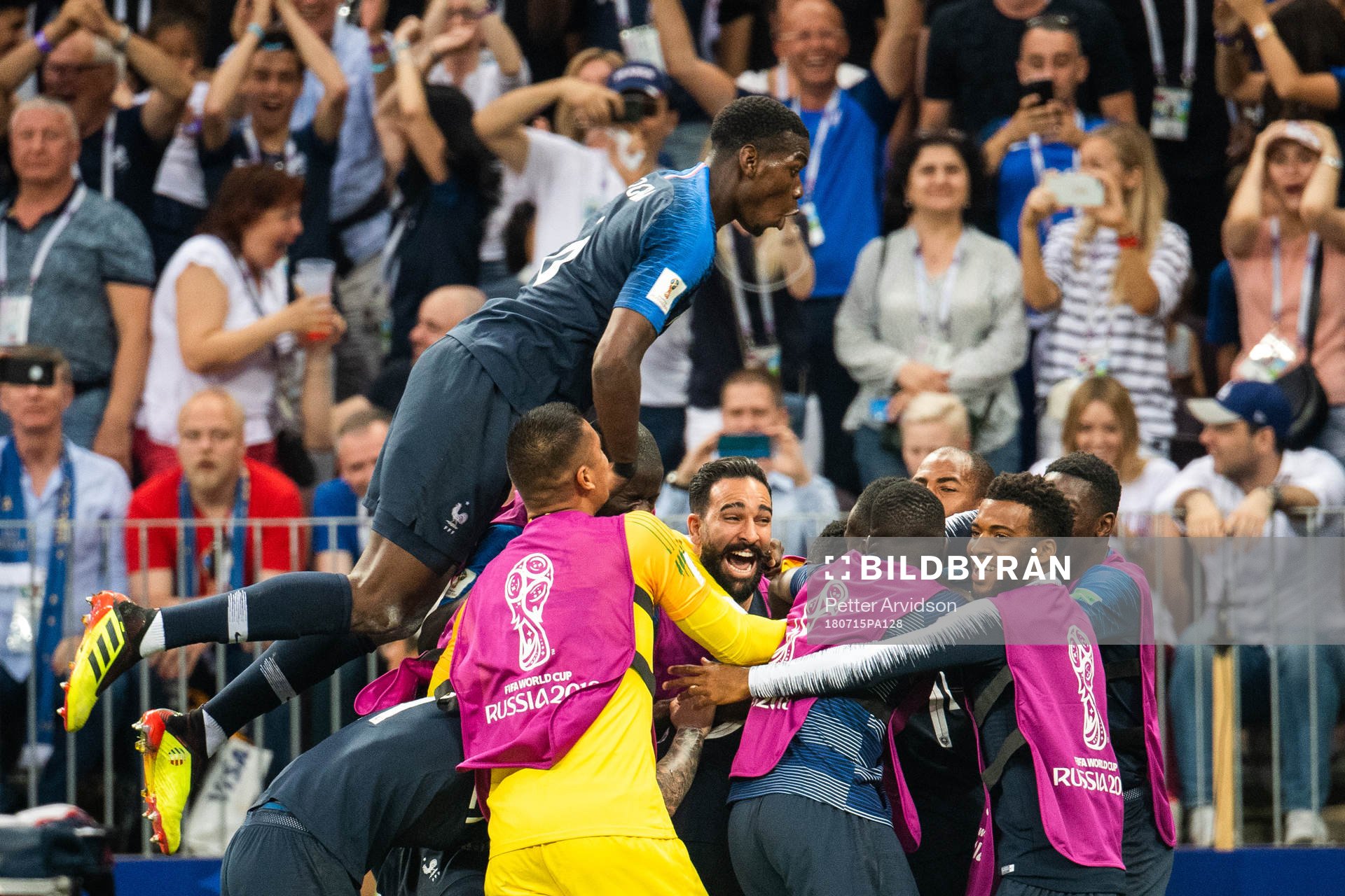 Kylian Mbappe of France celebrates with team mates
