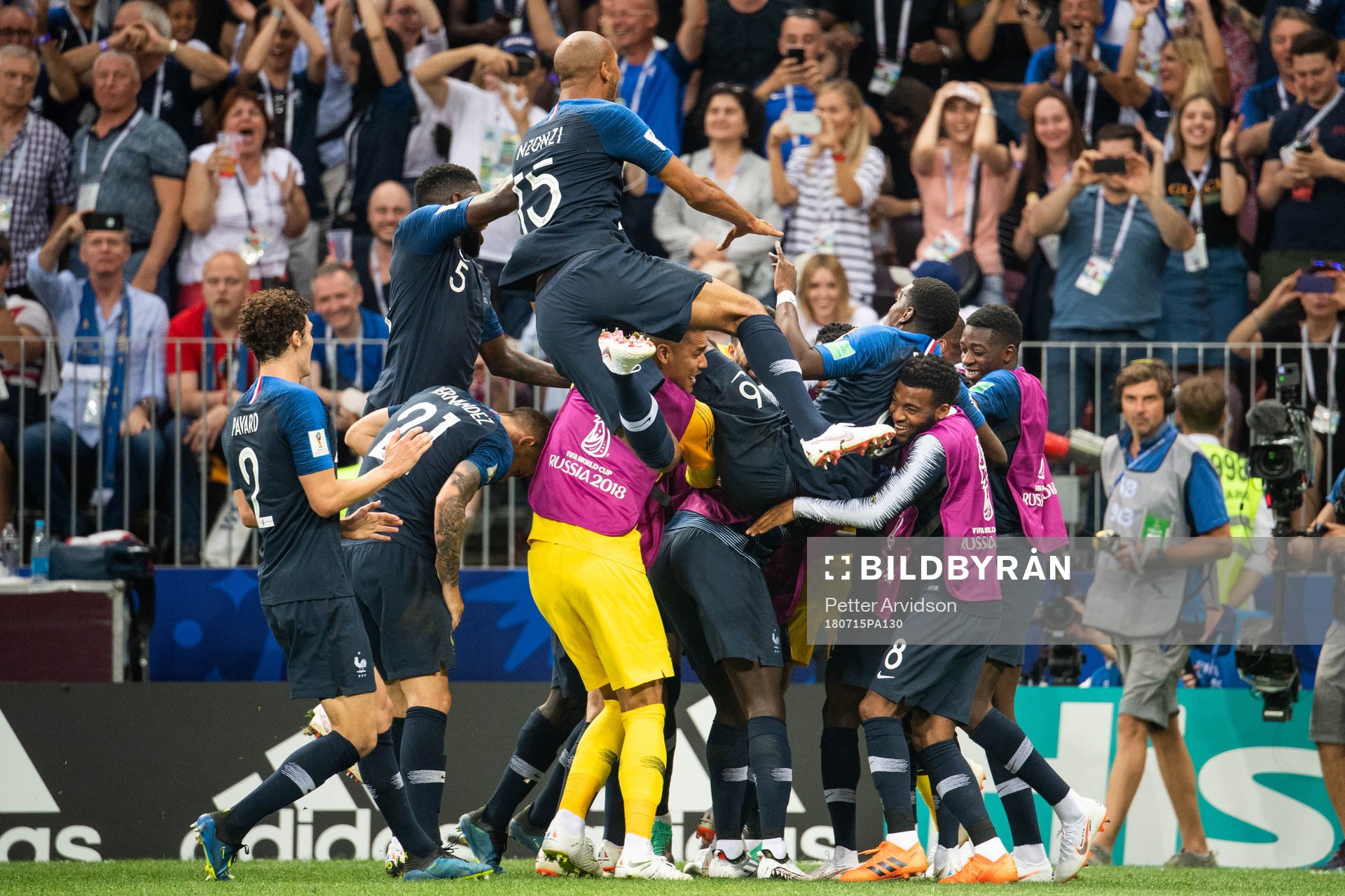 Kylian Mbappe of France celebrates with team mates