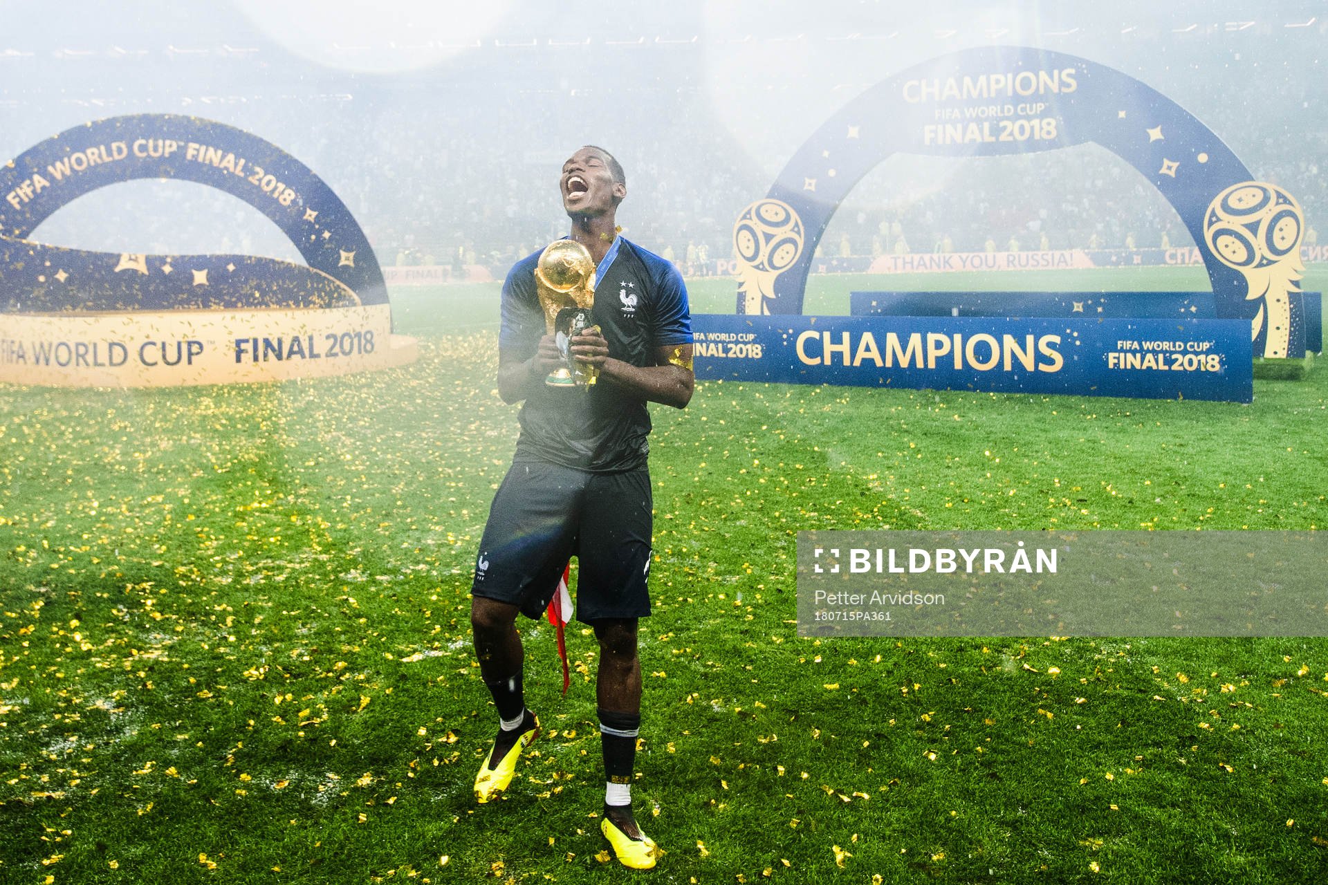 Paul Pogba of France celebrates with the trophy