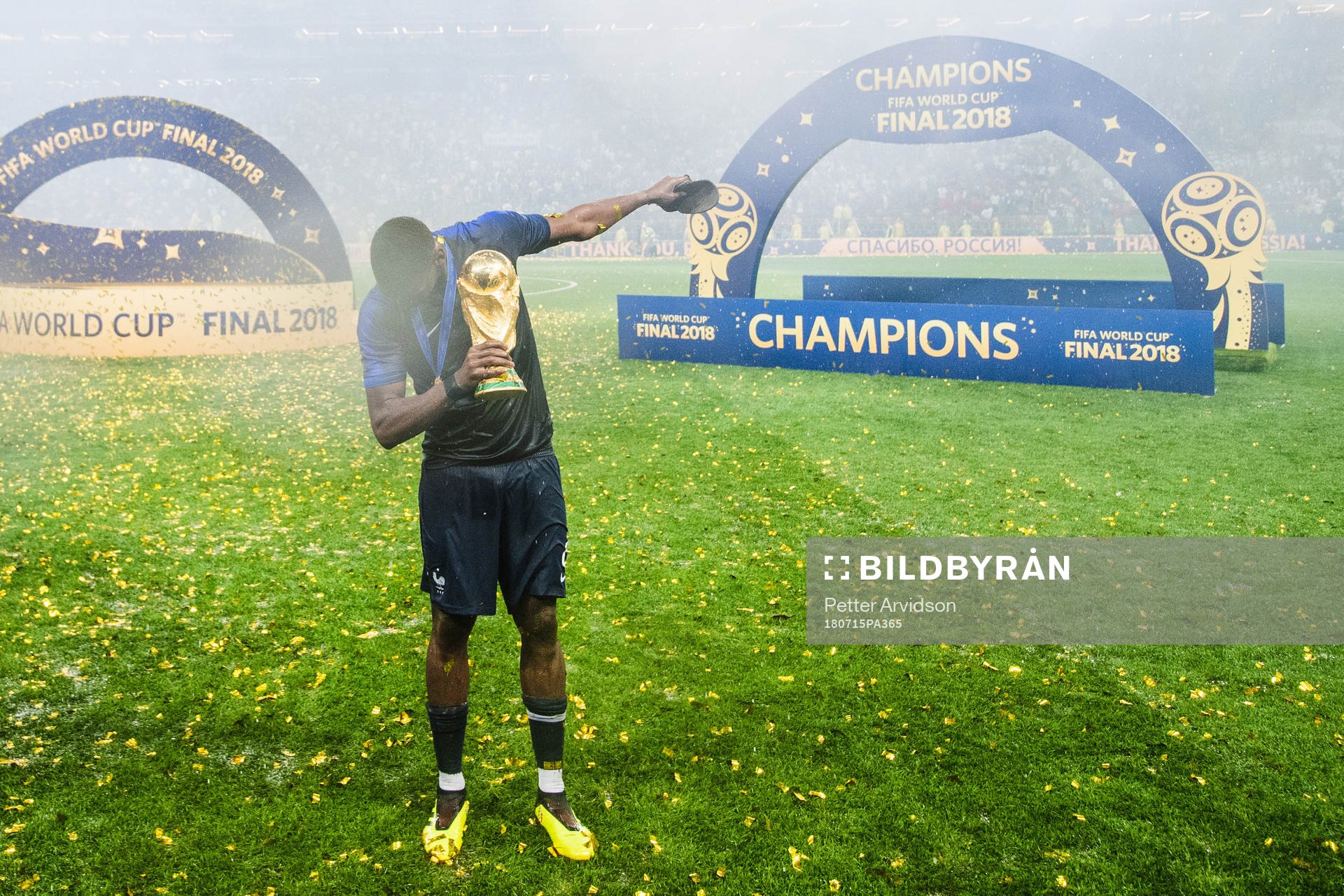 Paul Pogba of France celebrates with the trophy