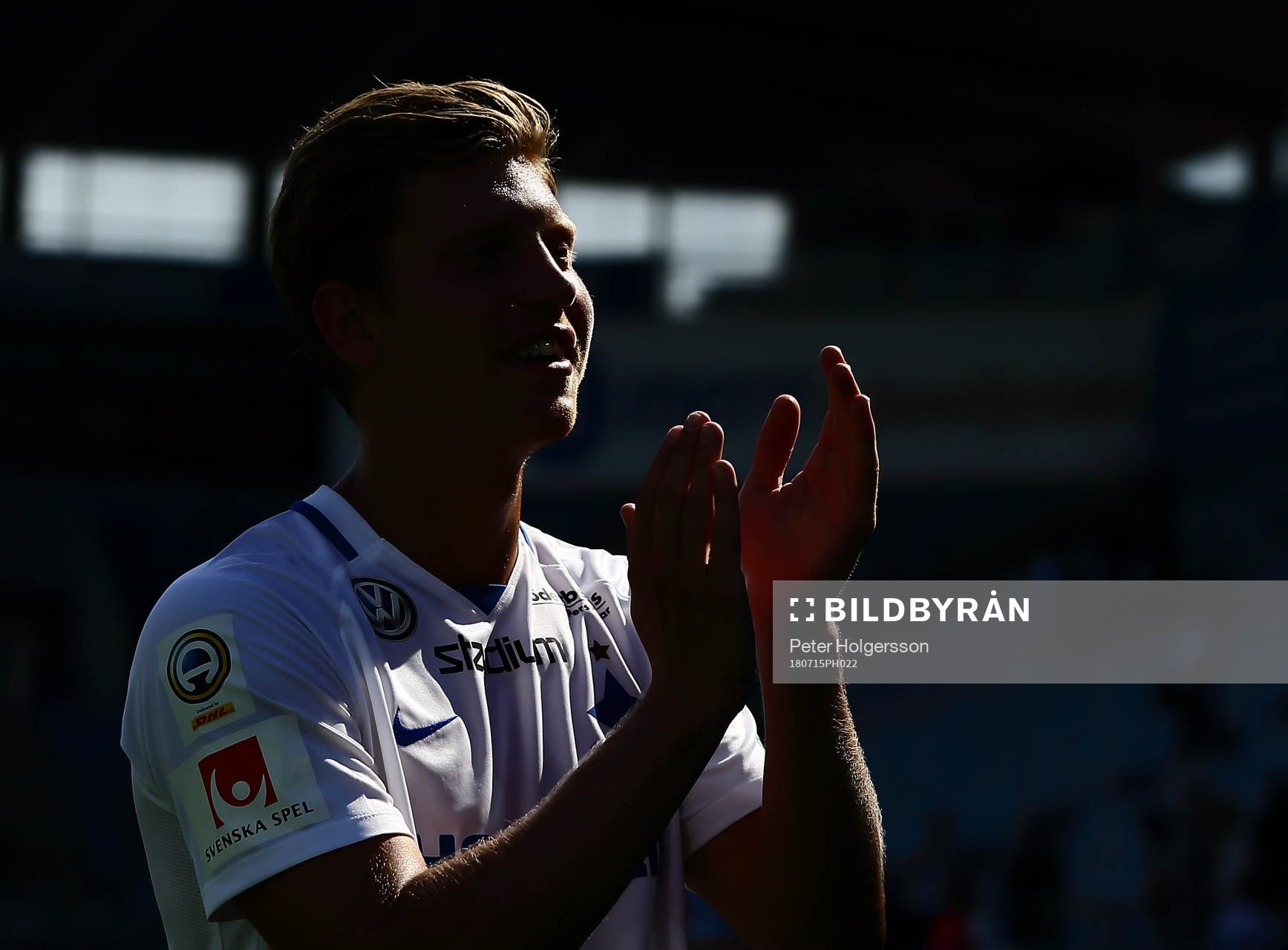 Norrköpings Alexander Fransson under fotbollsmatchen i Allsvenskan mellan Norrköping och Häcken den 15 juli 2018 i Norrköping.