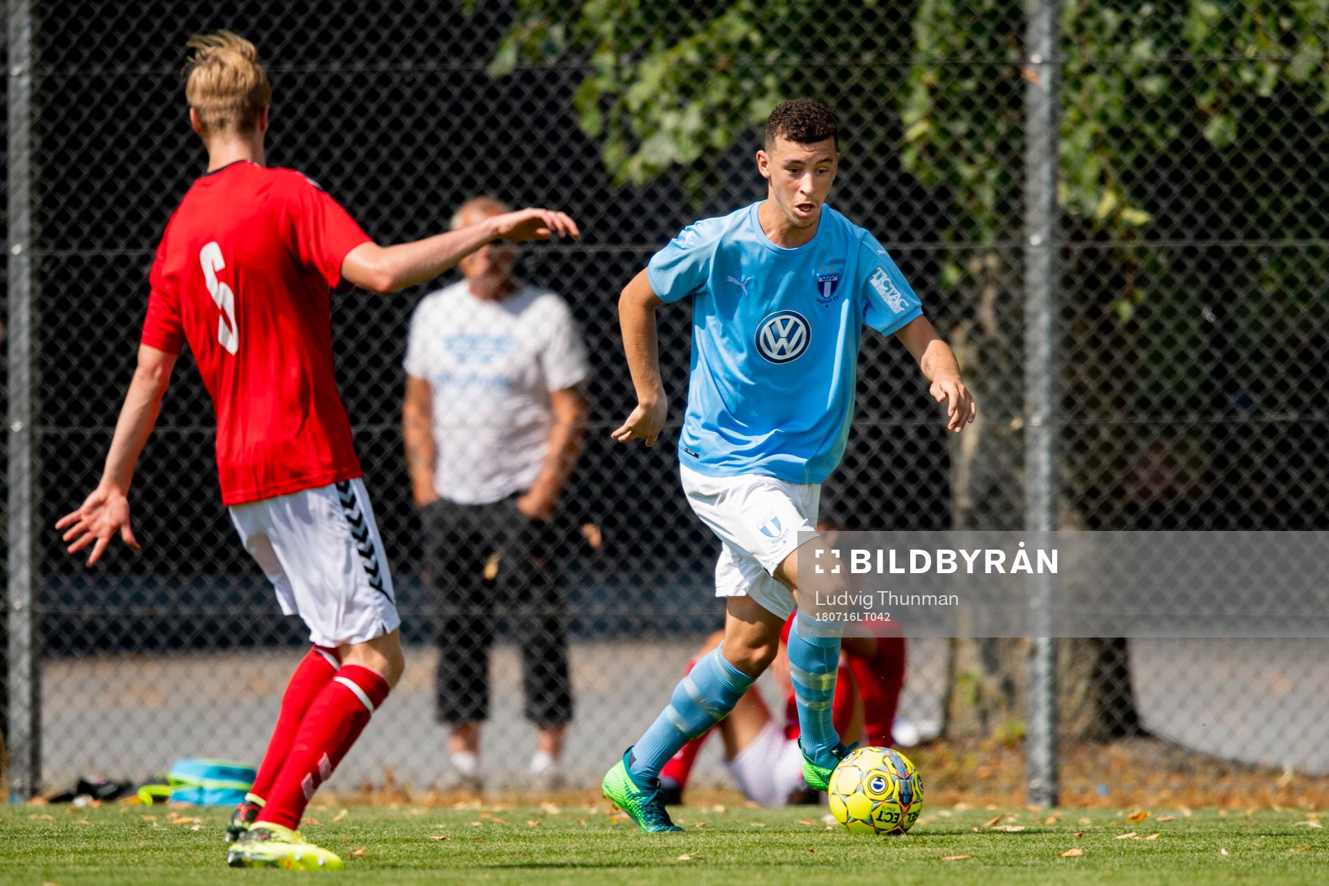 Malmö FFs Granit Rushiti under fotbollsmatchen i U21 Allsvenskan södra mellan Malmö FF och Kalmar den 16 juli 2018 i Malmö.