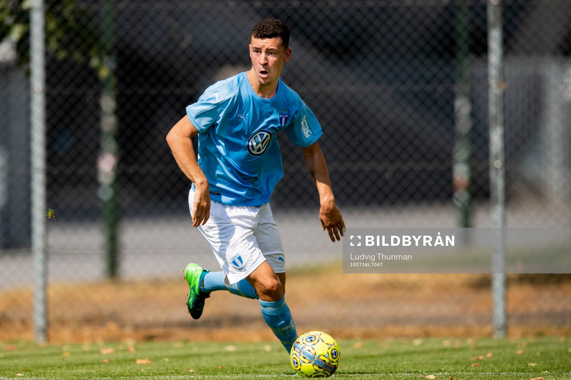 Malmö FFs Granit Rushiti under fotbollsmatchen i U21 Allsvenskan södra mellan Malmö FF och Kalmar den 16 juli 2018 i Malmö.