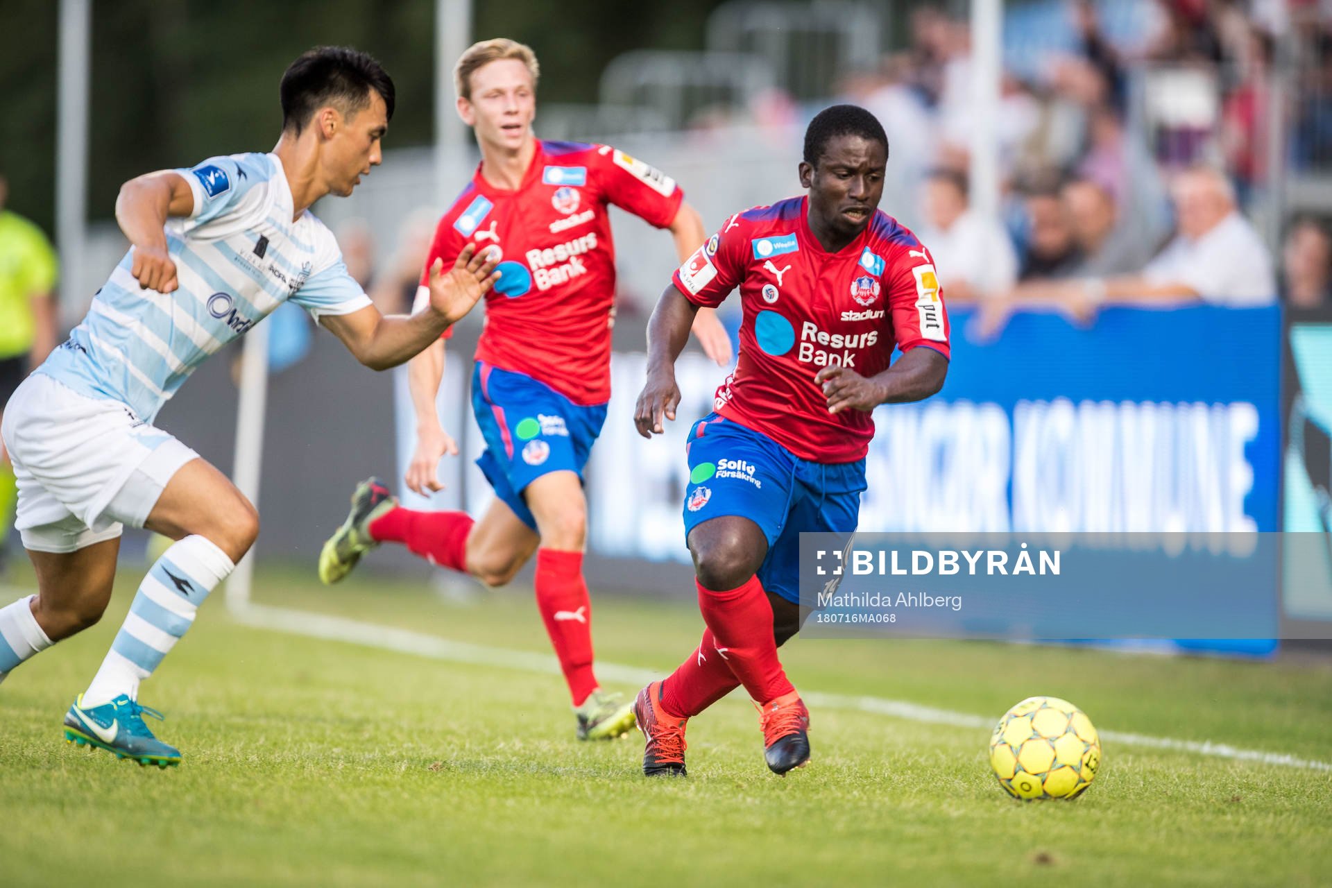 Helsingborgs Thierry Zahui under träningsmatch i fotboll mellan Helsingör och Helsingborg den 16 juli 2018 i Helsingör.