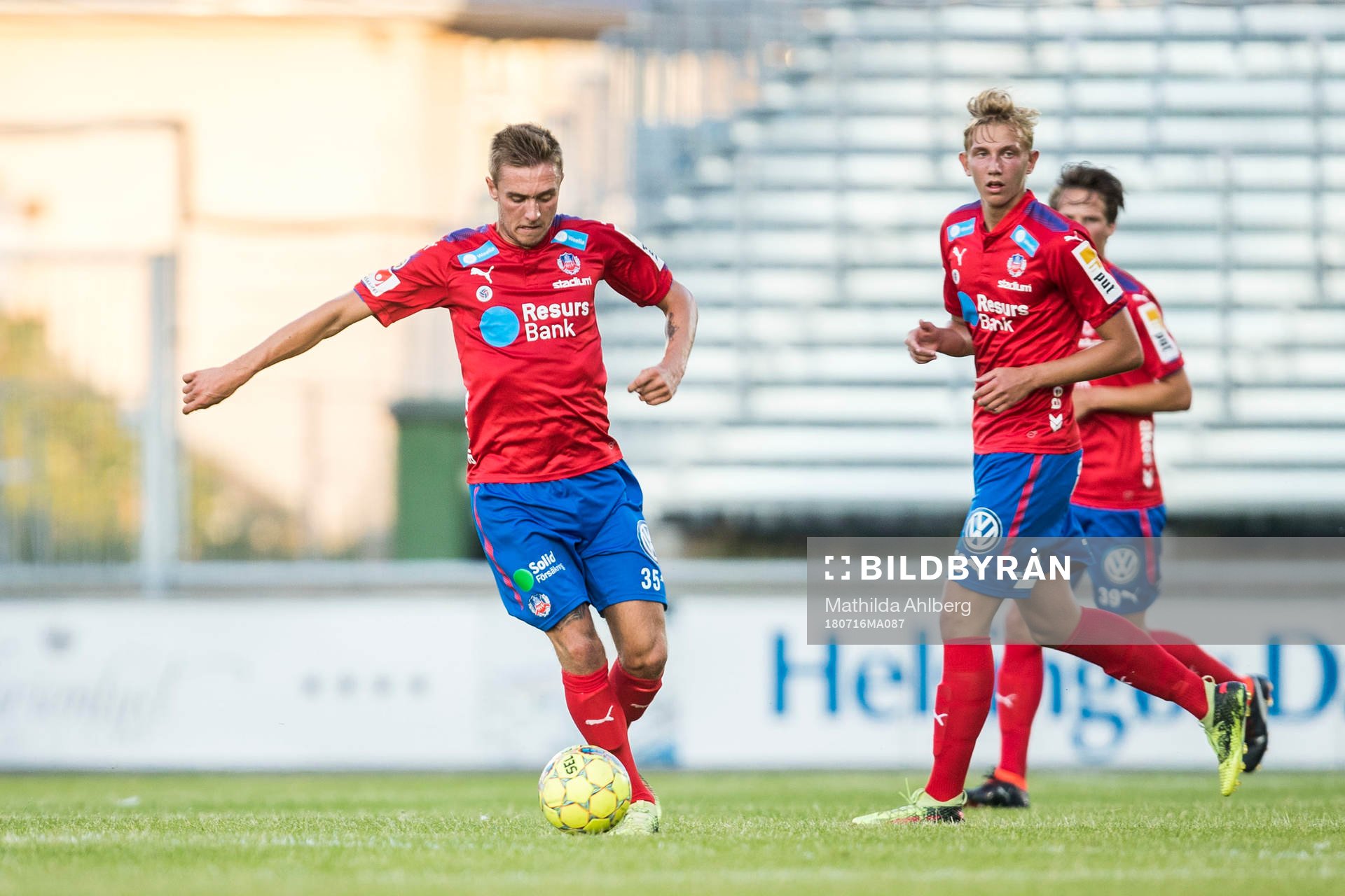Helsingborgs Casper Seger under träningsmatch i fotboll mellan Helsingör och Helsingborg den 16 juli 2018 i Helsingör.