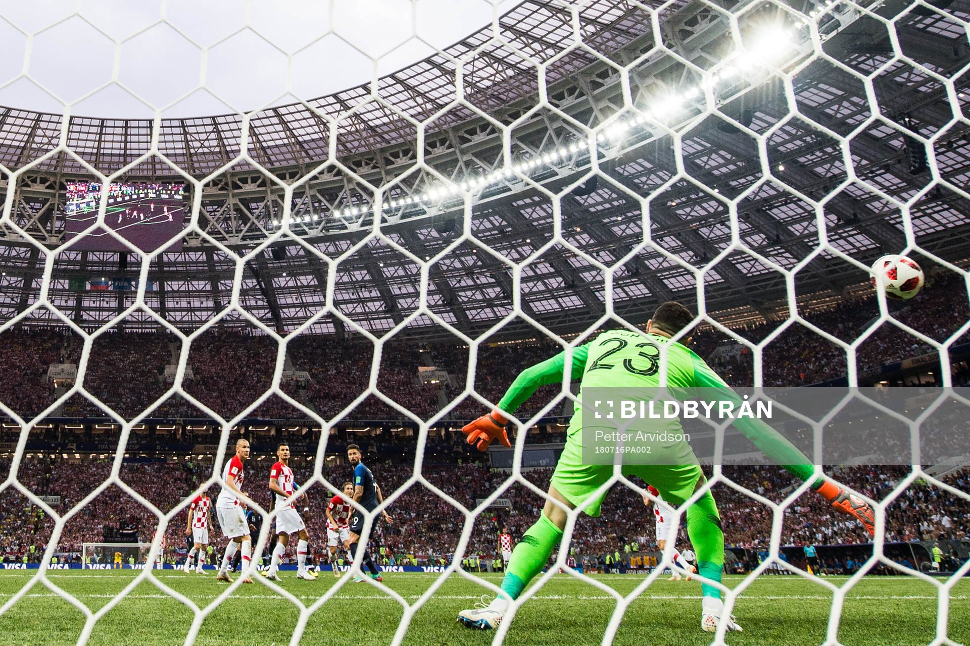 Paul Pogba of France scores the 3-1 goal behind goalkeeper