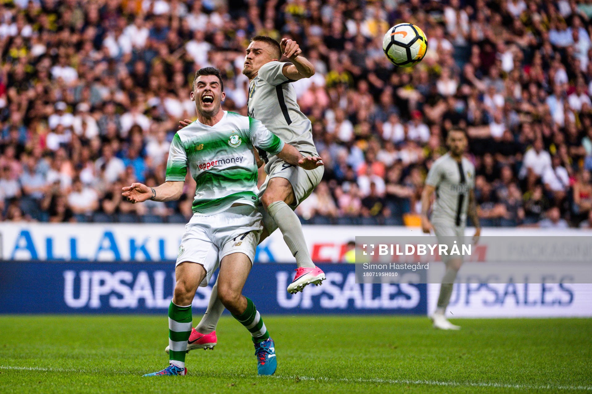 Joel Coustrain of Shamrock Rovers and Rasmus Lindkvist of