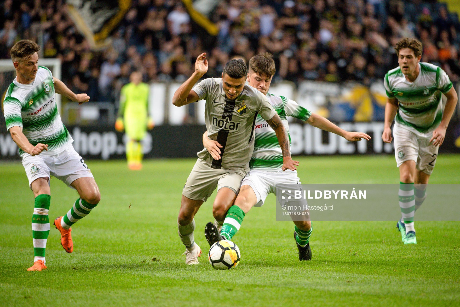 Rasmus Lindkvist of AIK against Aaron Bolger of Shamrock
