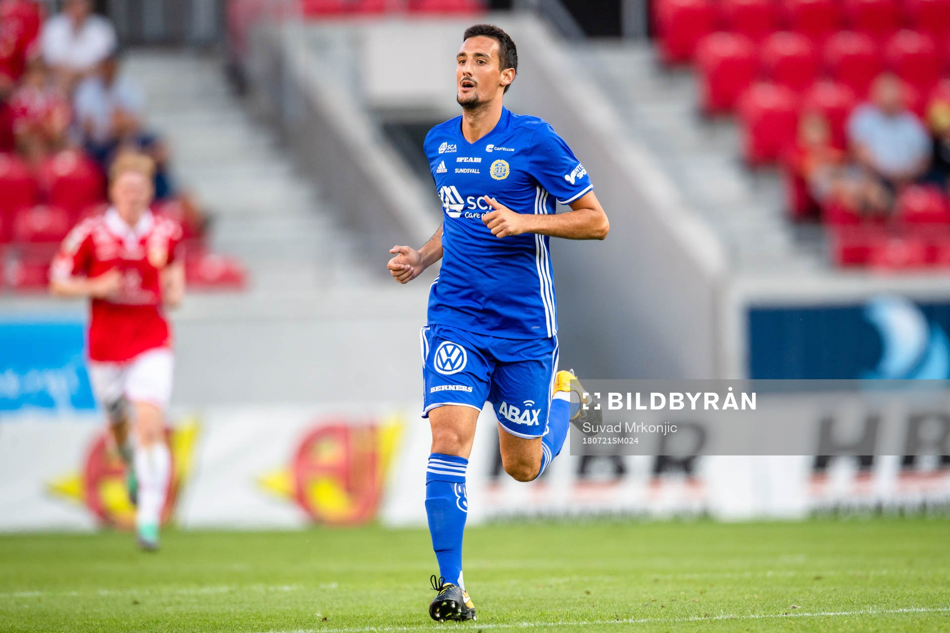 Sundsvalls Pol Moreno Sanchez under fotbollsmatchen i Allsvenskan mellan Kalmar och GIF Sundsvall den 21 juli 2018 i Kalmar.