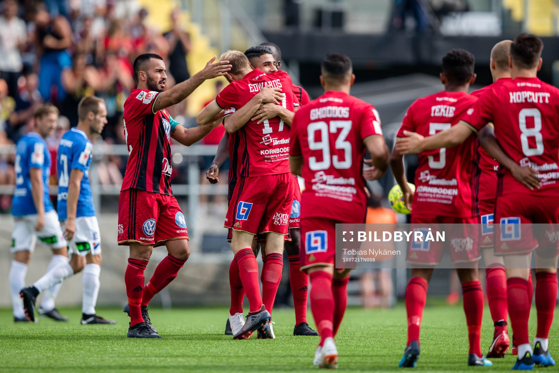 Östersunds spelare jublar med Curtis Edwards