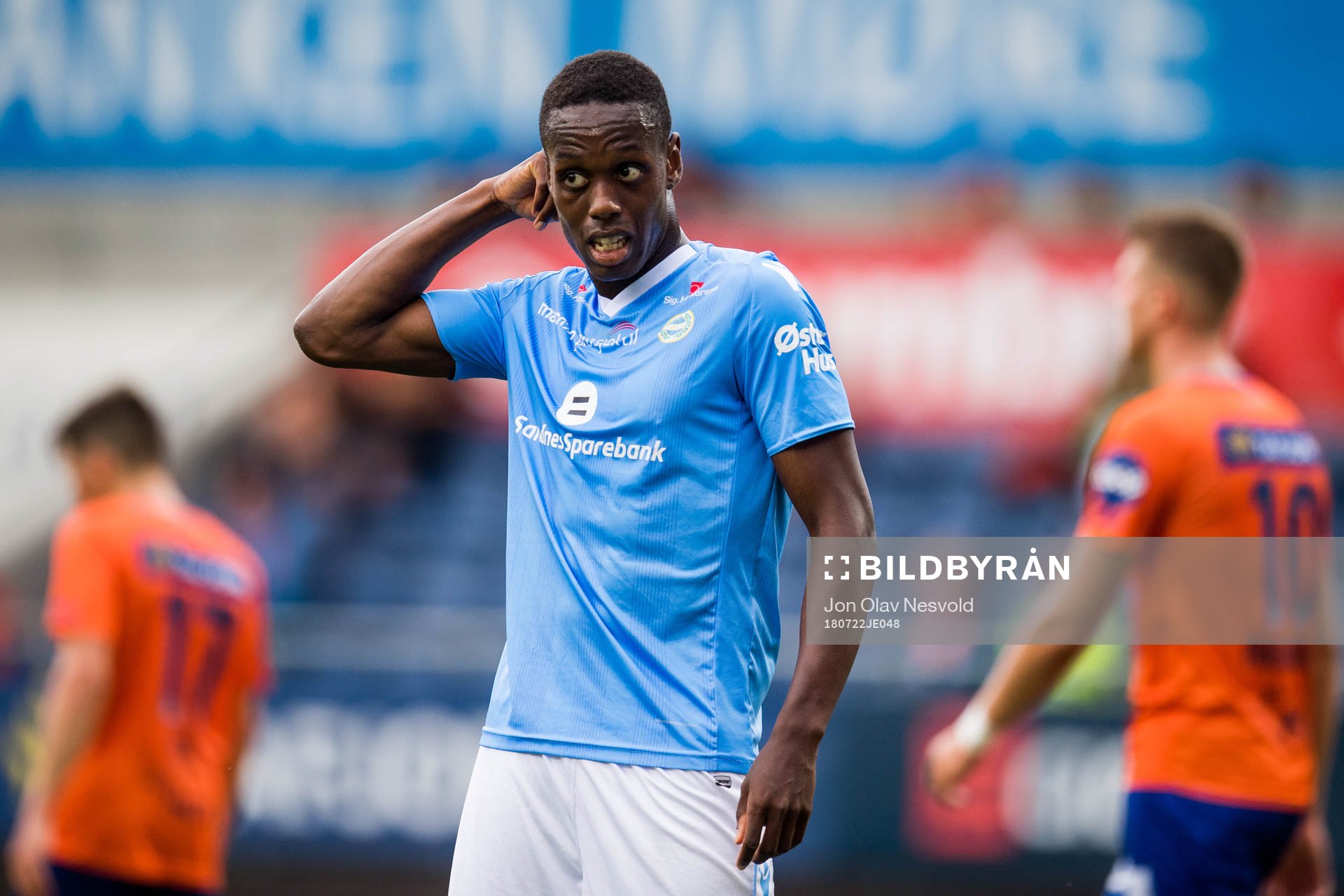 Akinsola Akinyemi of Sandnes Ulf looks dejected