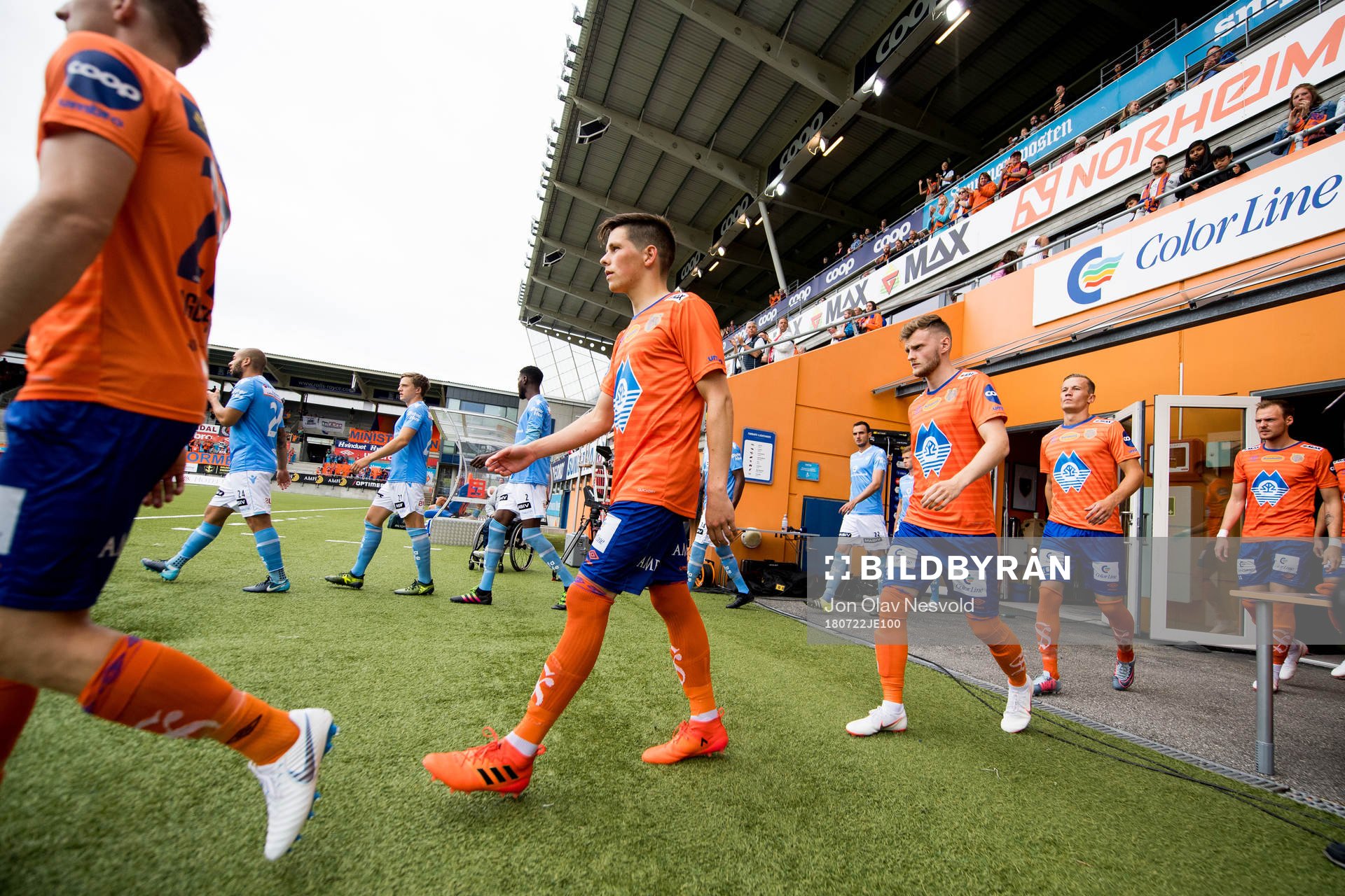 Sondre Fet of Aalesund enters the pitch