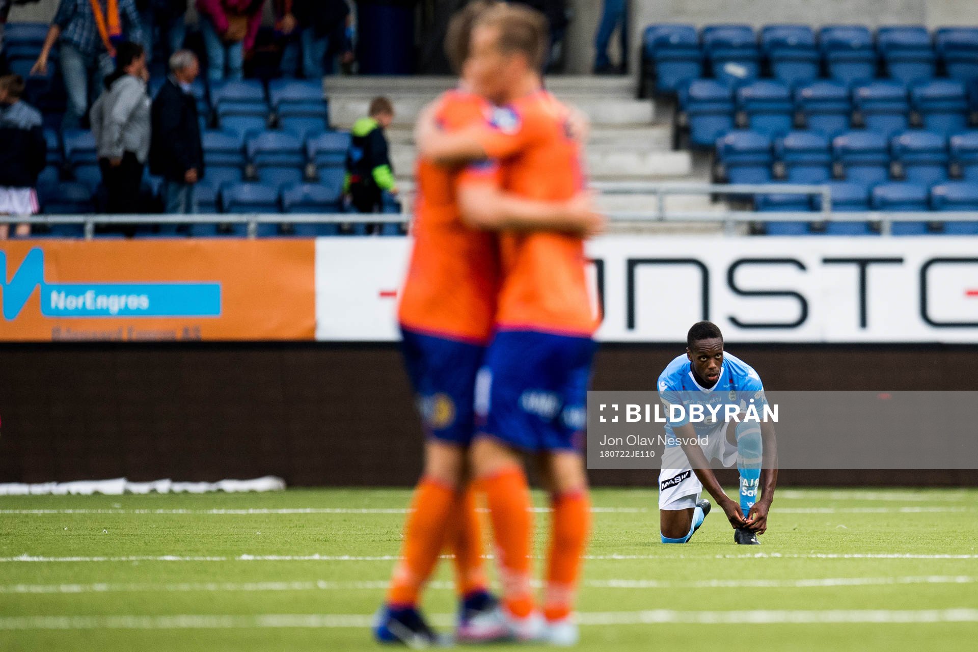 Akinsola Akinyemi of Sandnes Ulf looks dejected