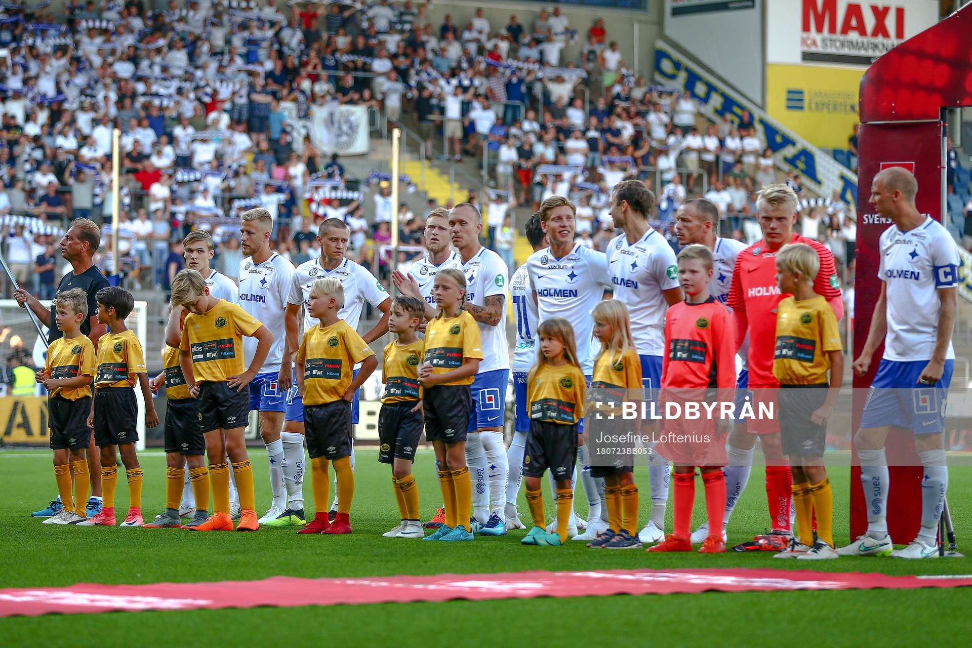 Norrköpings spelare före fotbollsmatchen i Allsvenskan