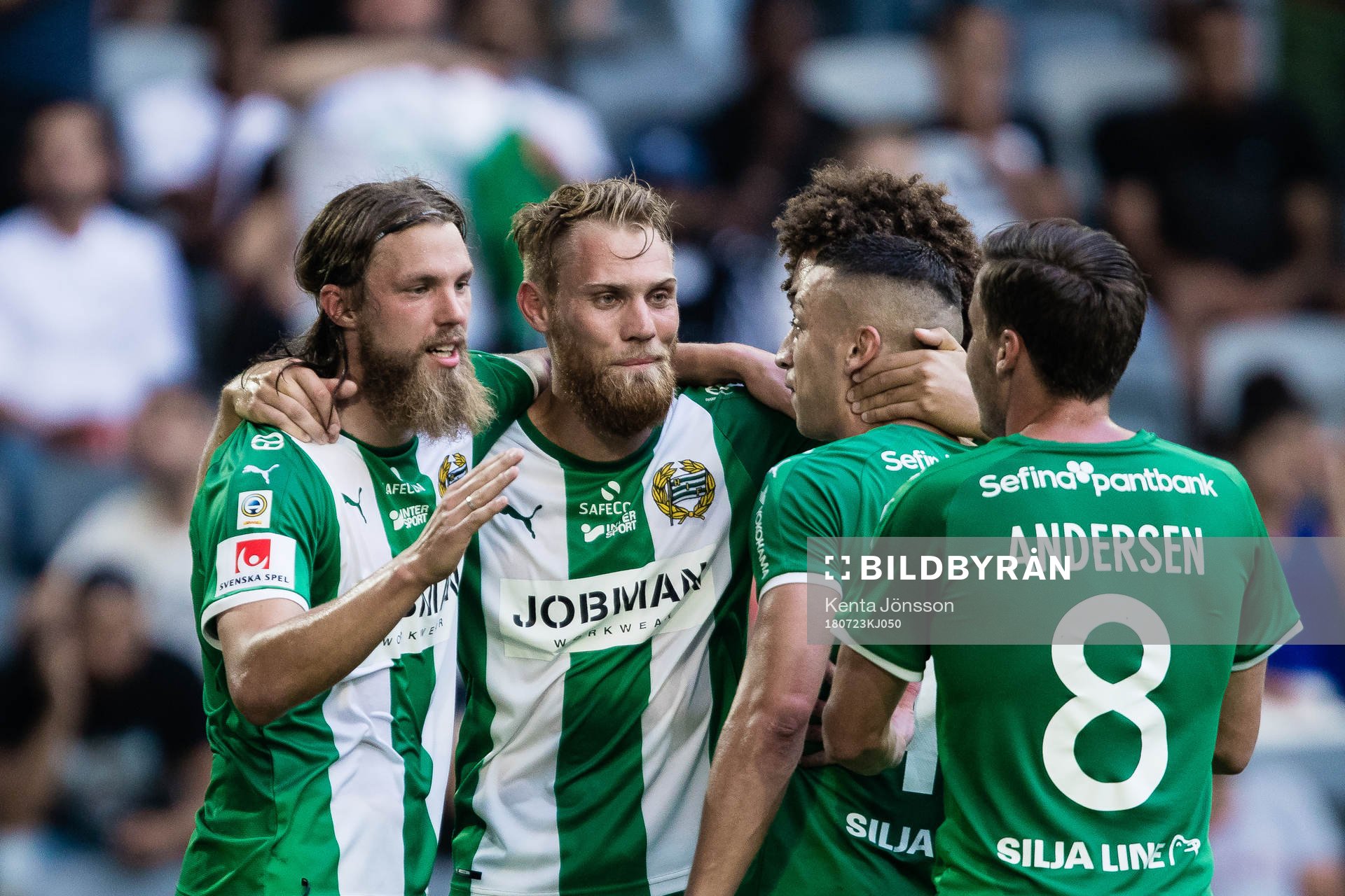 Hammarbys Nikola Djurdjic jublar med Björn Paulsen , David