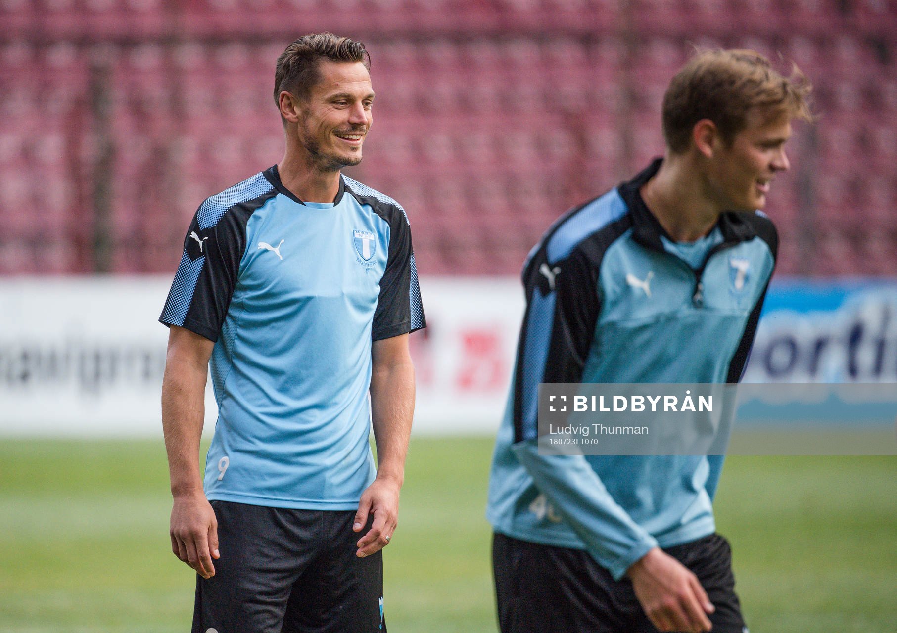 Markus Rosenberg and Hugo Andersson of Malmö FF