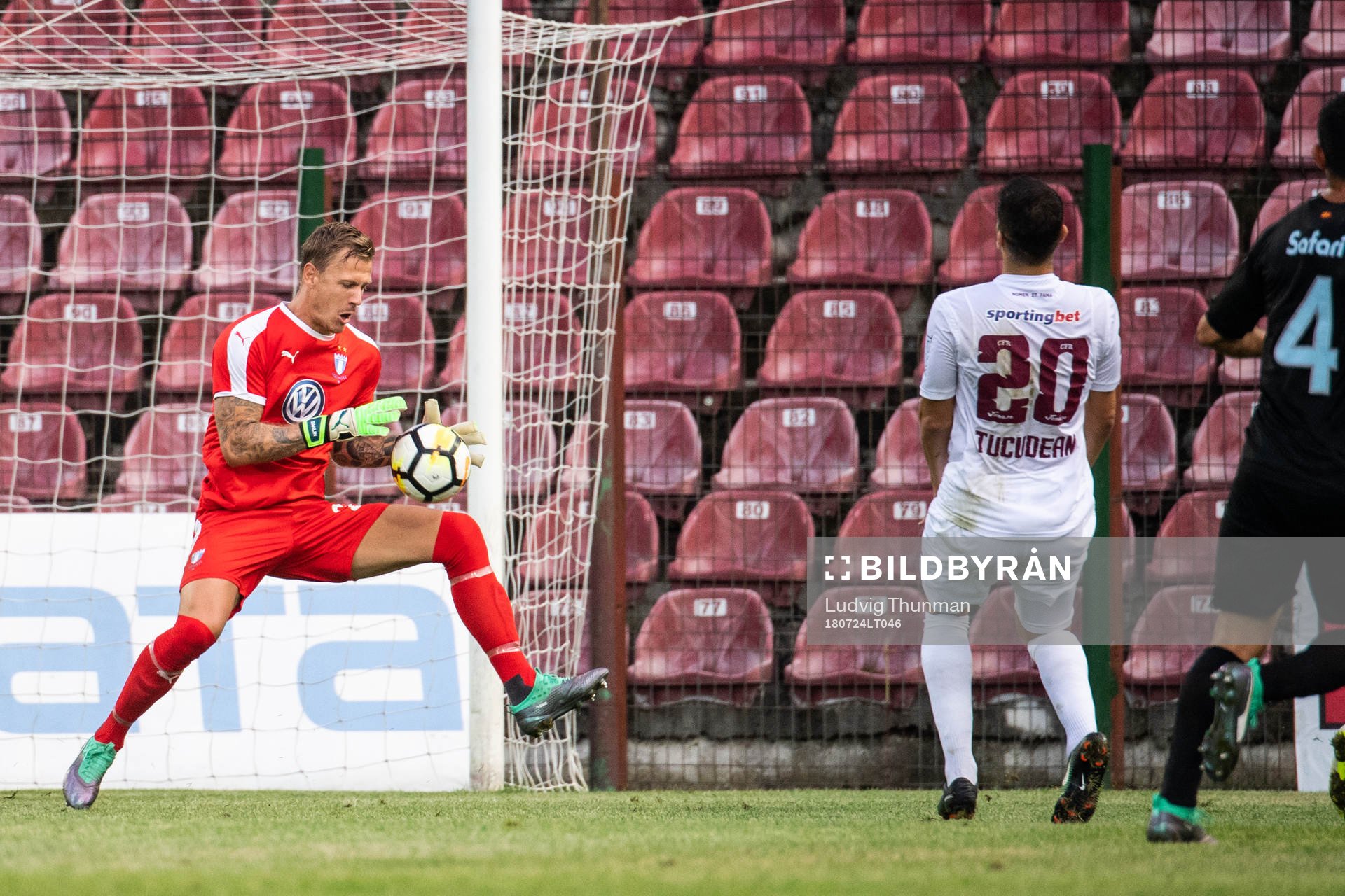 Goalkeeper Johan Dahlin of Malmö FF with a save