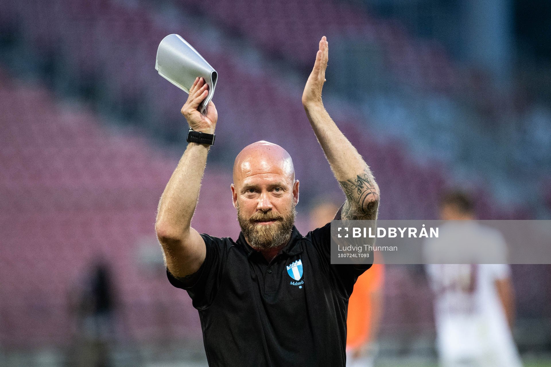 Assistant coach Olof Persson of Malmö FF celebrate