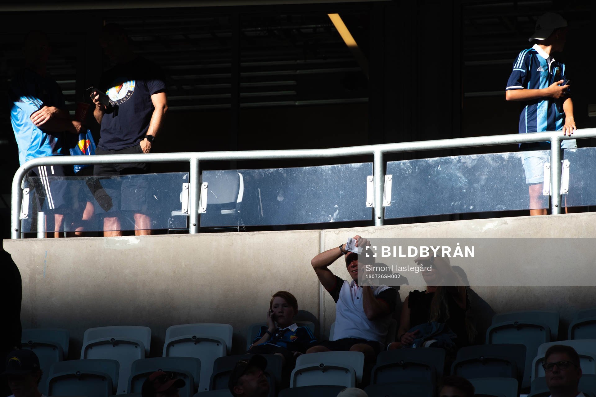 Spectators at the stands prior to the UEFA Europa League