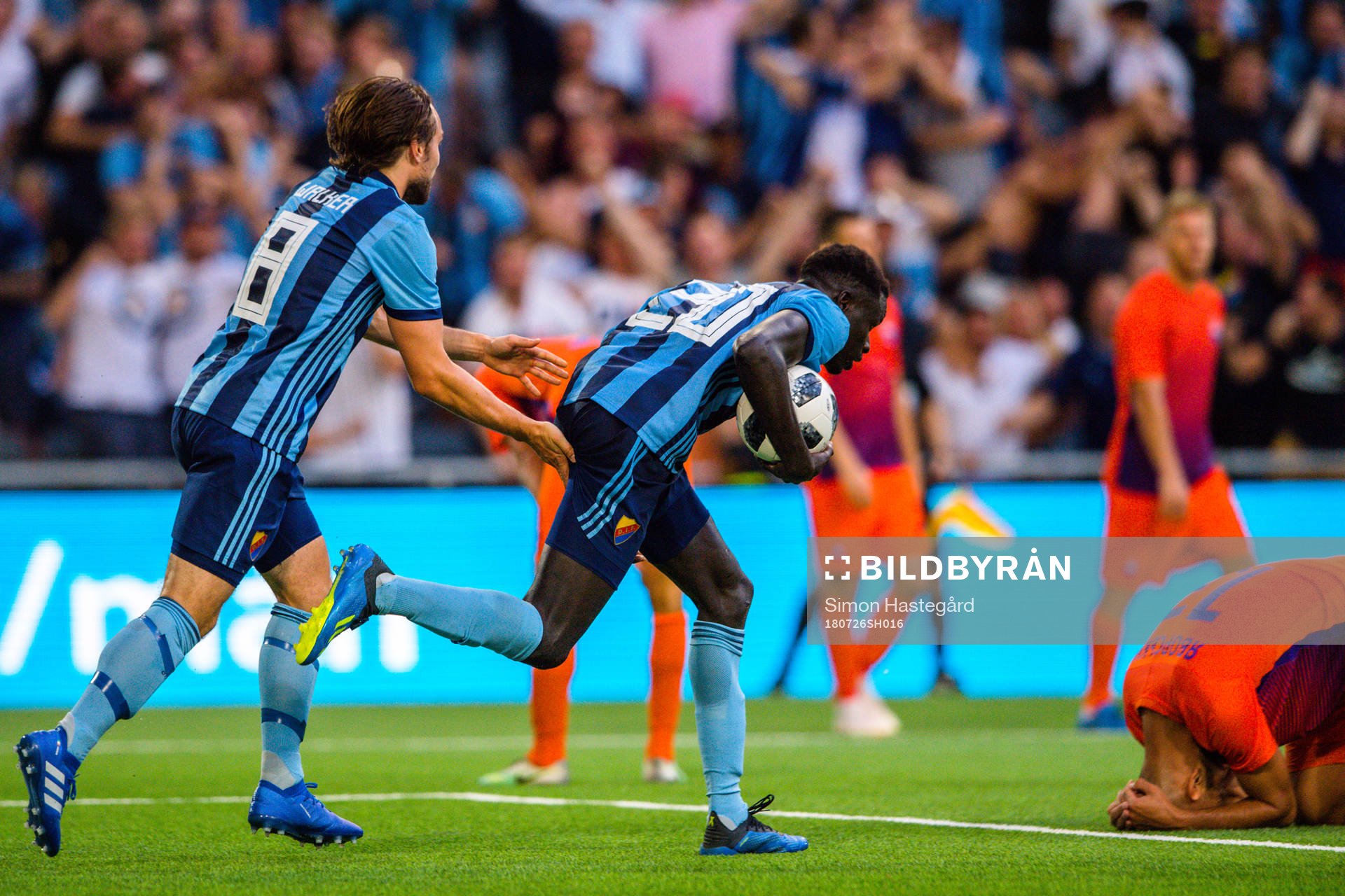 Aliou Badji of Djurgården celebrates the 1-1 goal