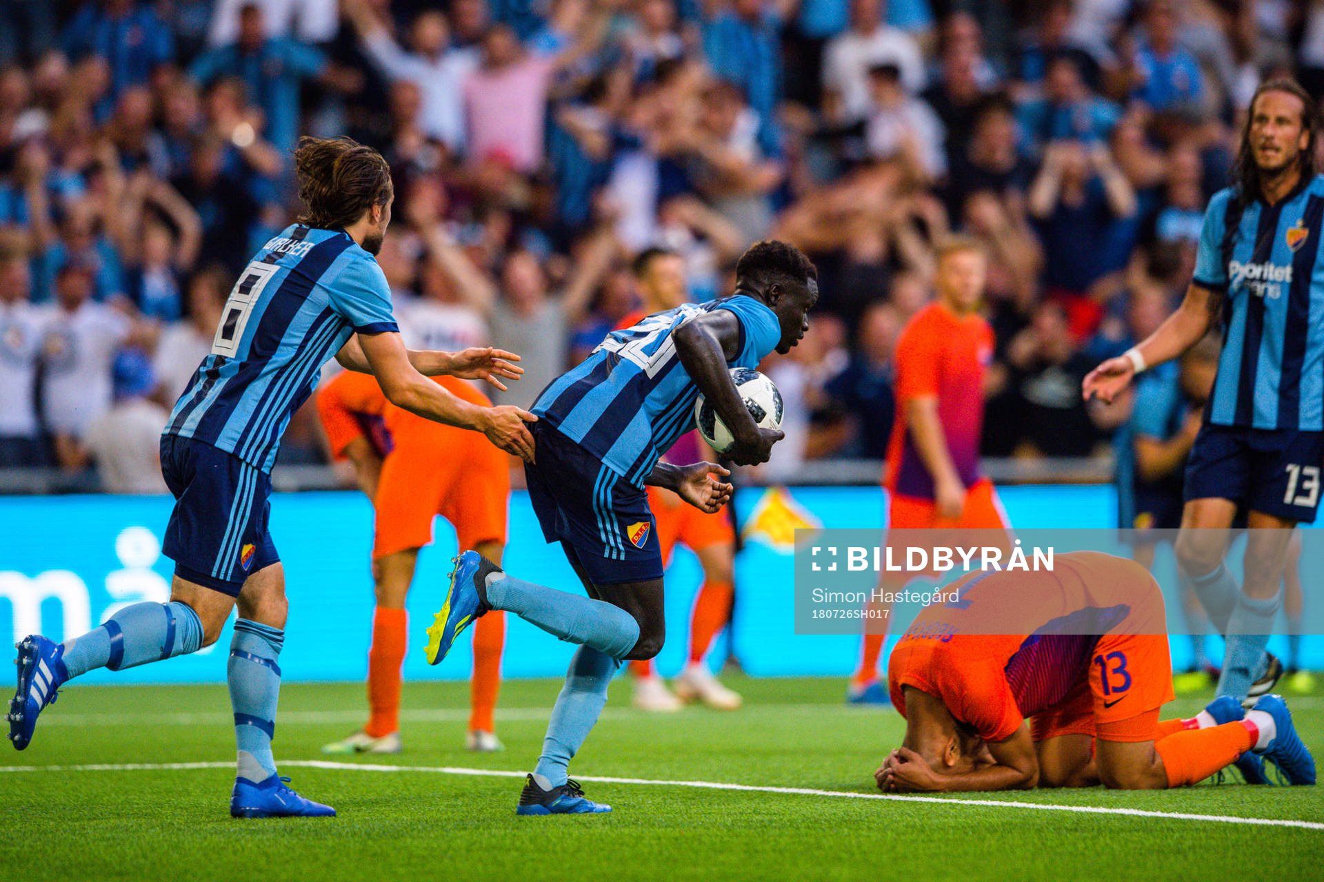 Aliou Badji of Djurgården celebrates the 1-1 goal