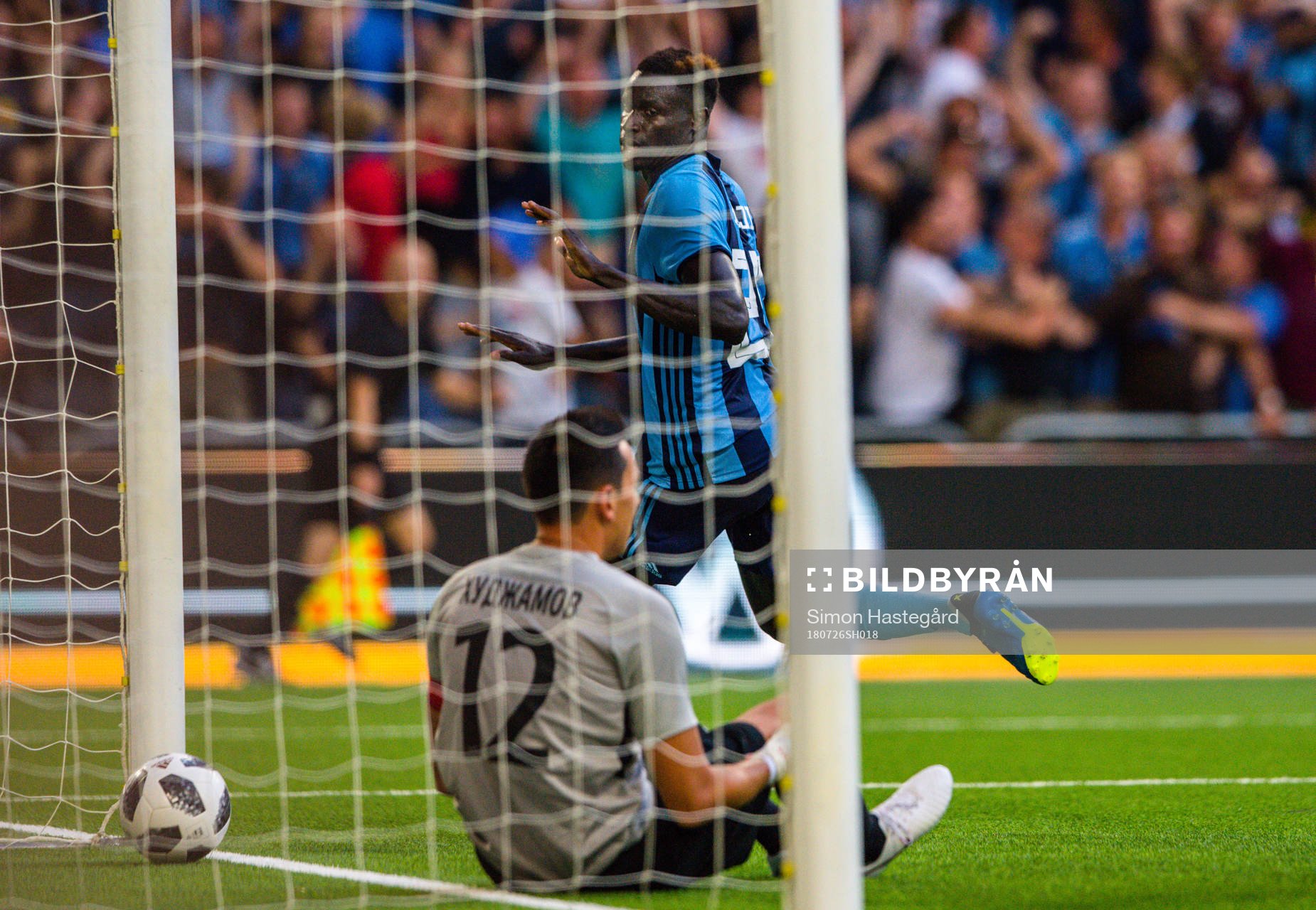 Aliou Badji of Djurgården celebrates the 1-1 goal