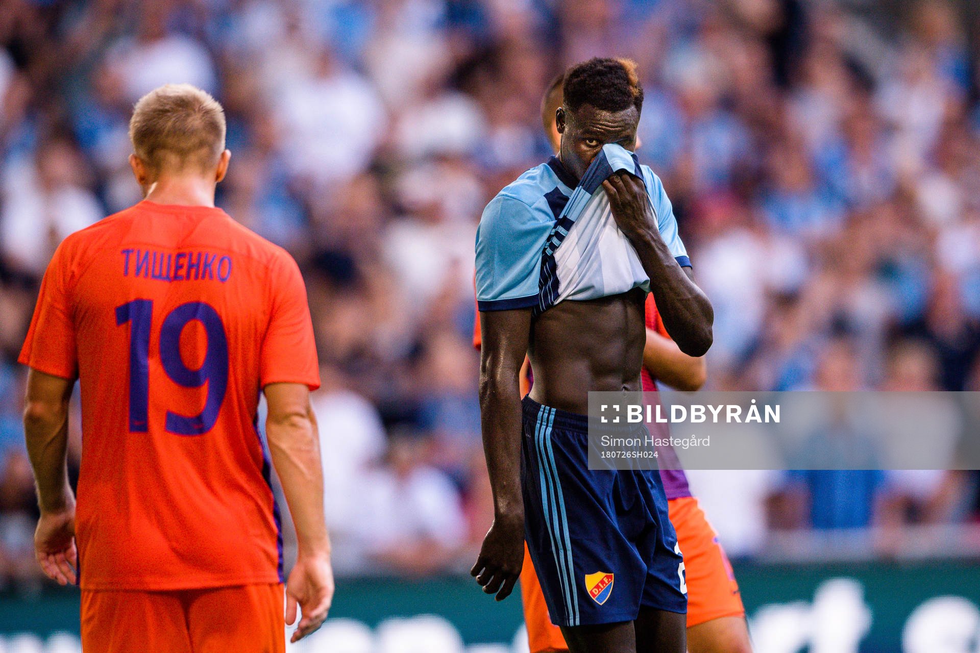Aliou Badji of Djurgården looks dejected