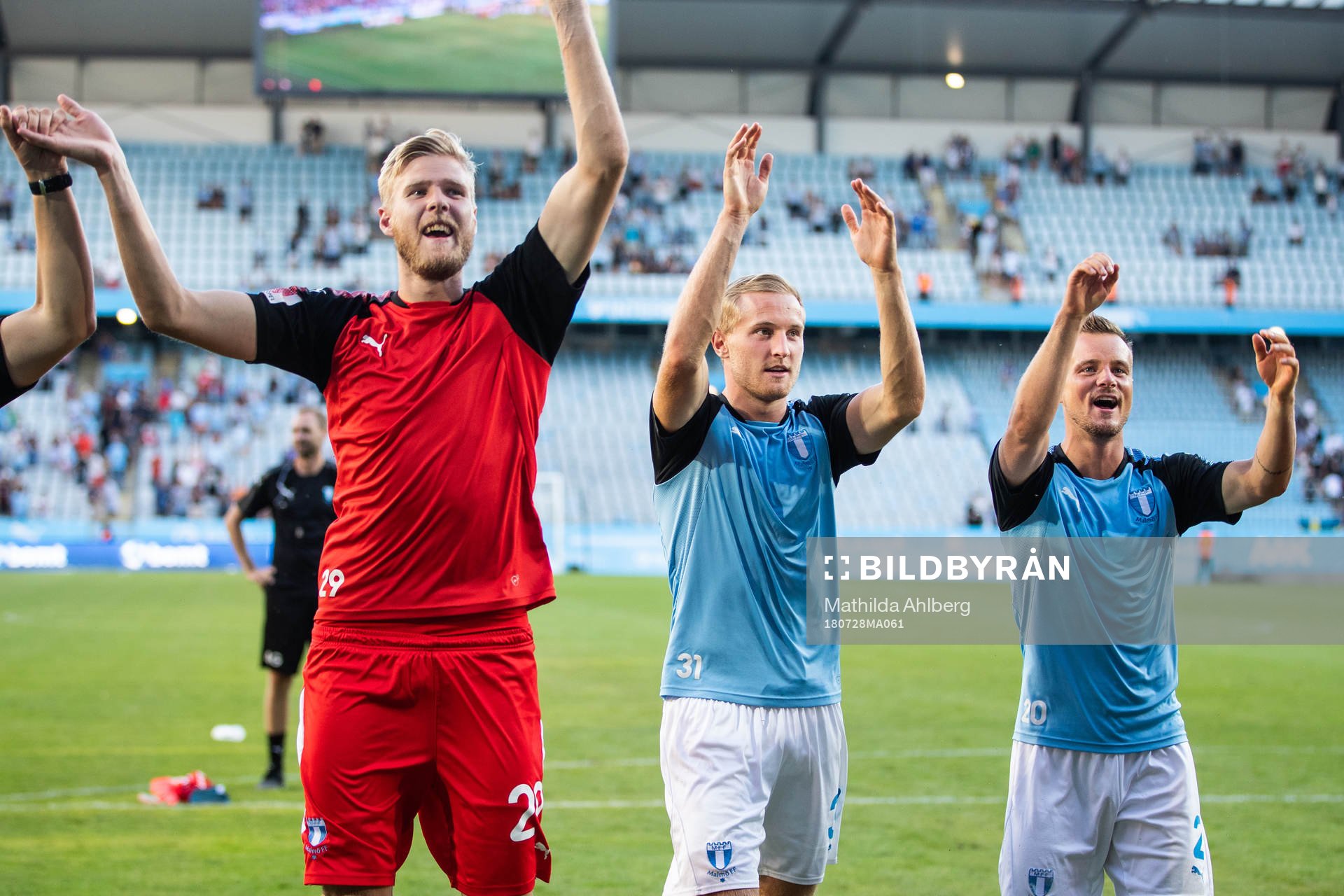 Malmö FFs målvakt Fredrik Andersson, Franz Brorsson och