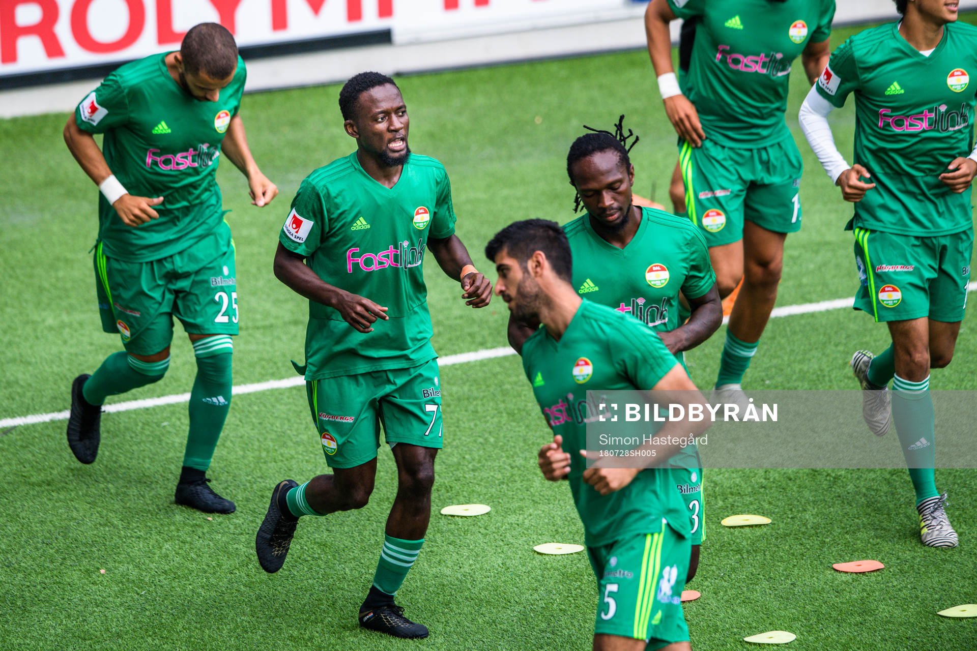 Dalkurds Mohamed Buya Turay före fotbollsmatchen i