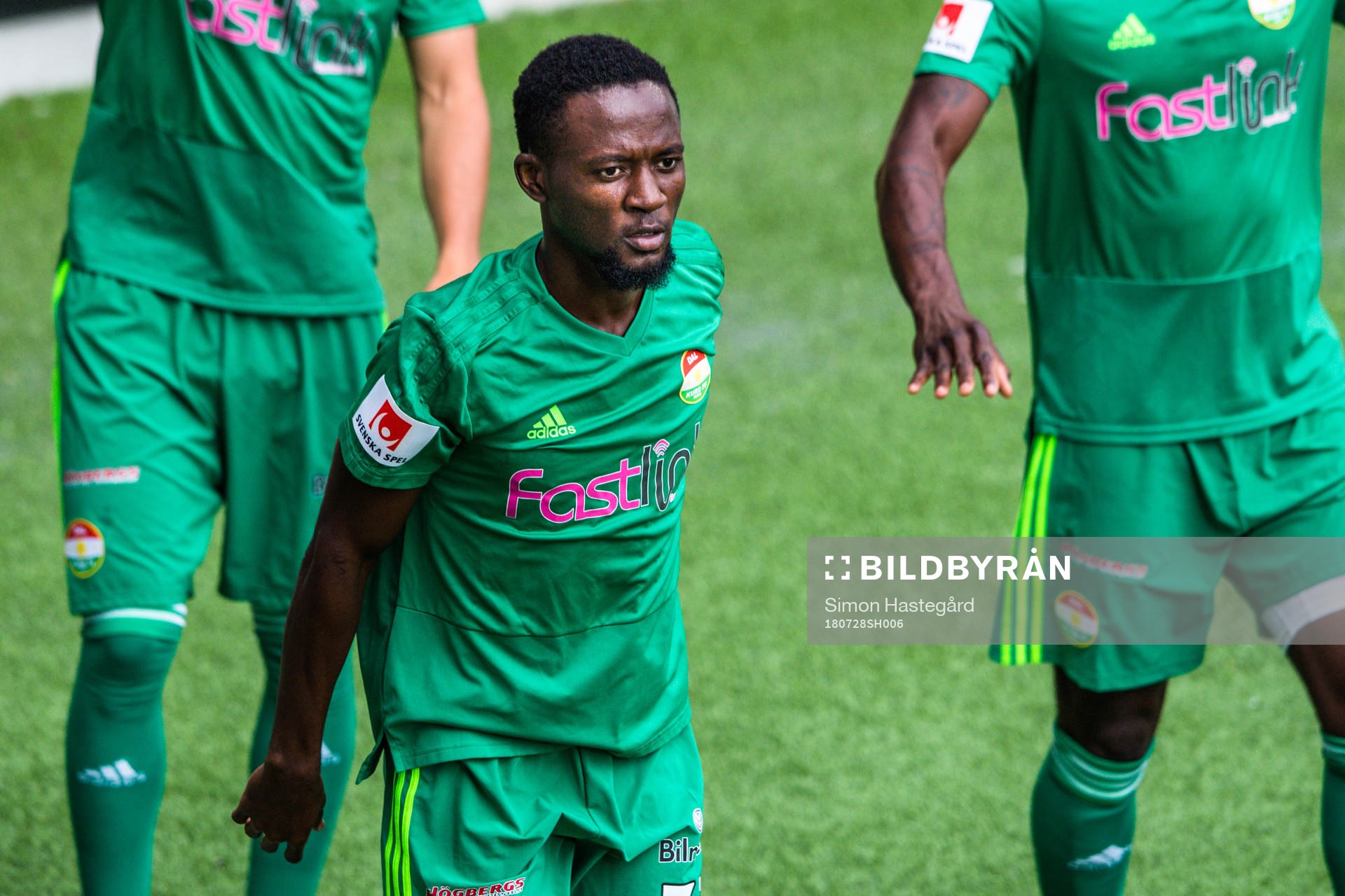 Dalkurds Mohamed Buya Turay före fotbollsmatchen i