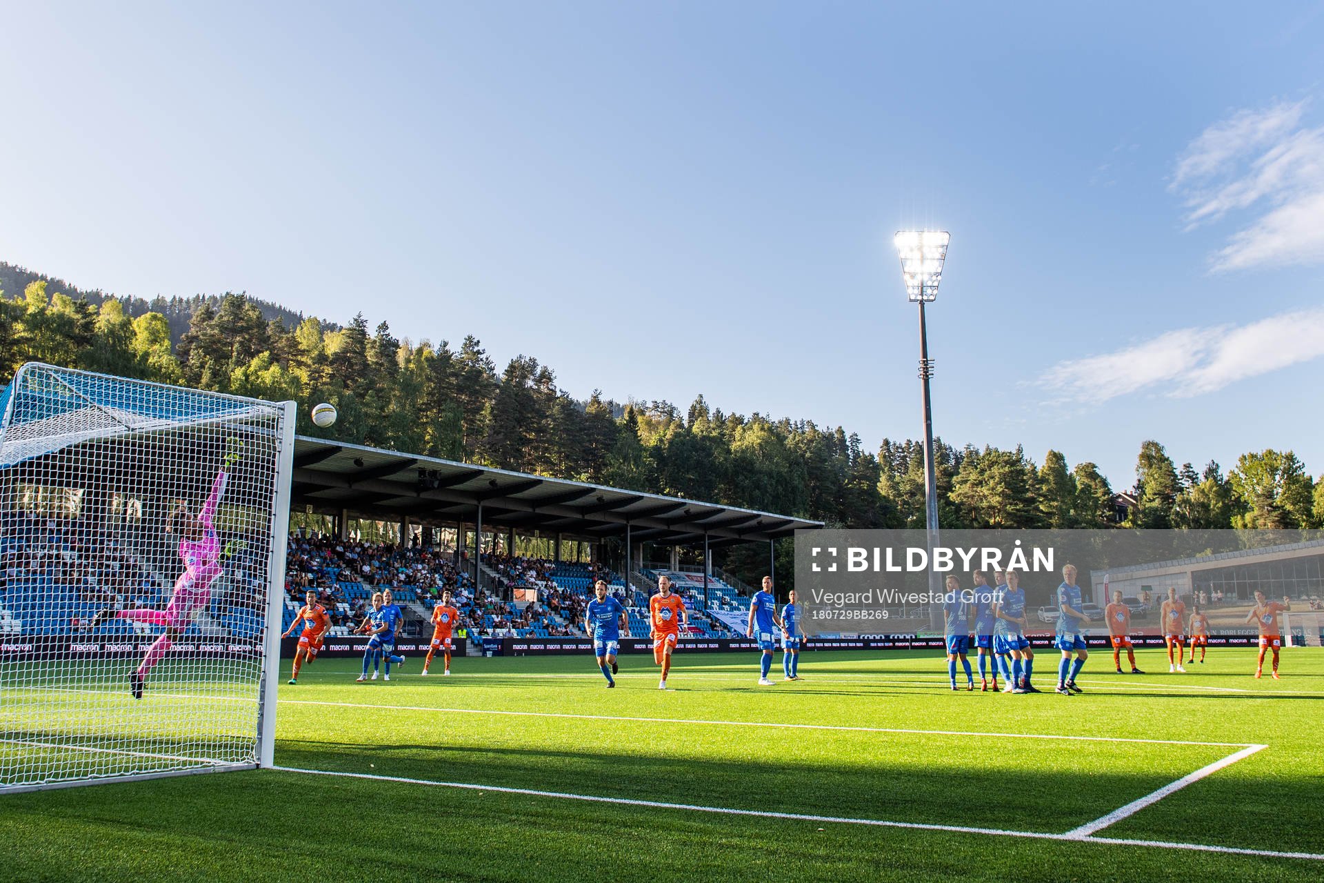 Sondre Fet of Aalesund hits the post with a shot