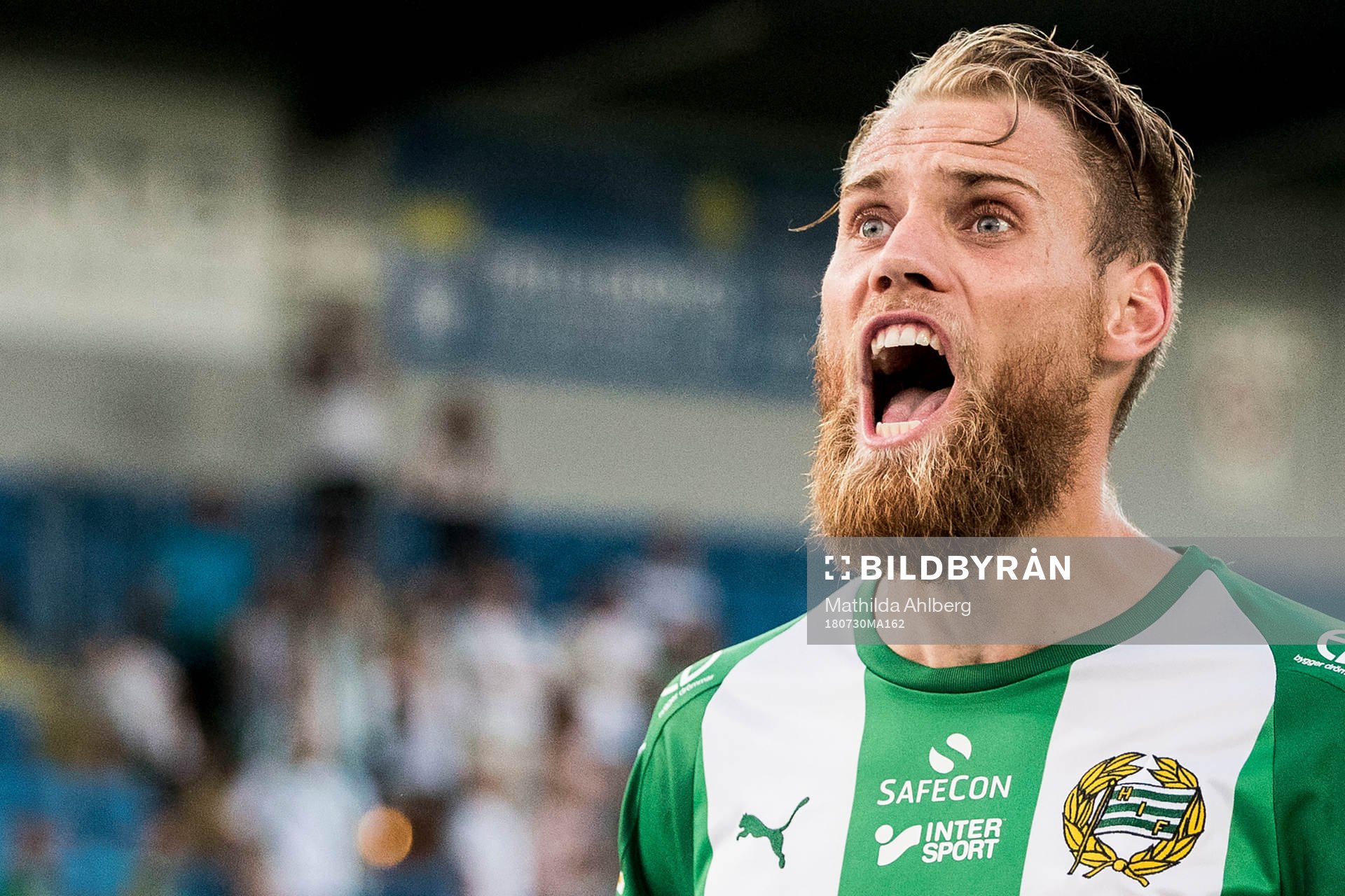 Hammarbys David Fällman jublar med publiken