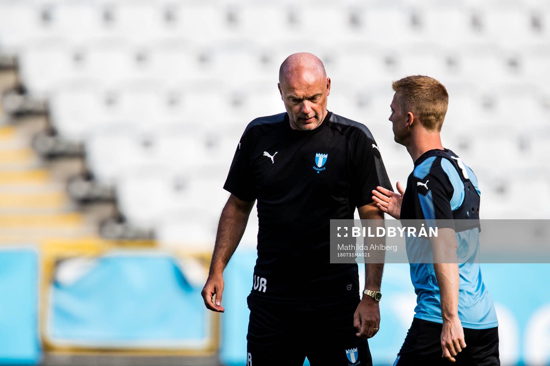 Malmö FFs tränare Uwe Rösler  och Anders Christiansen i