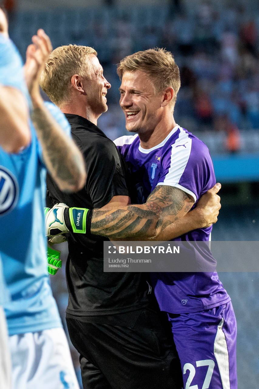 goalkeeper Johan Dahlin of Malmö FF celebrates