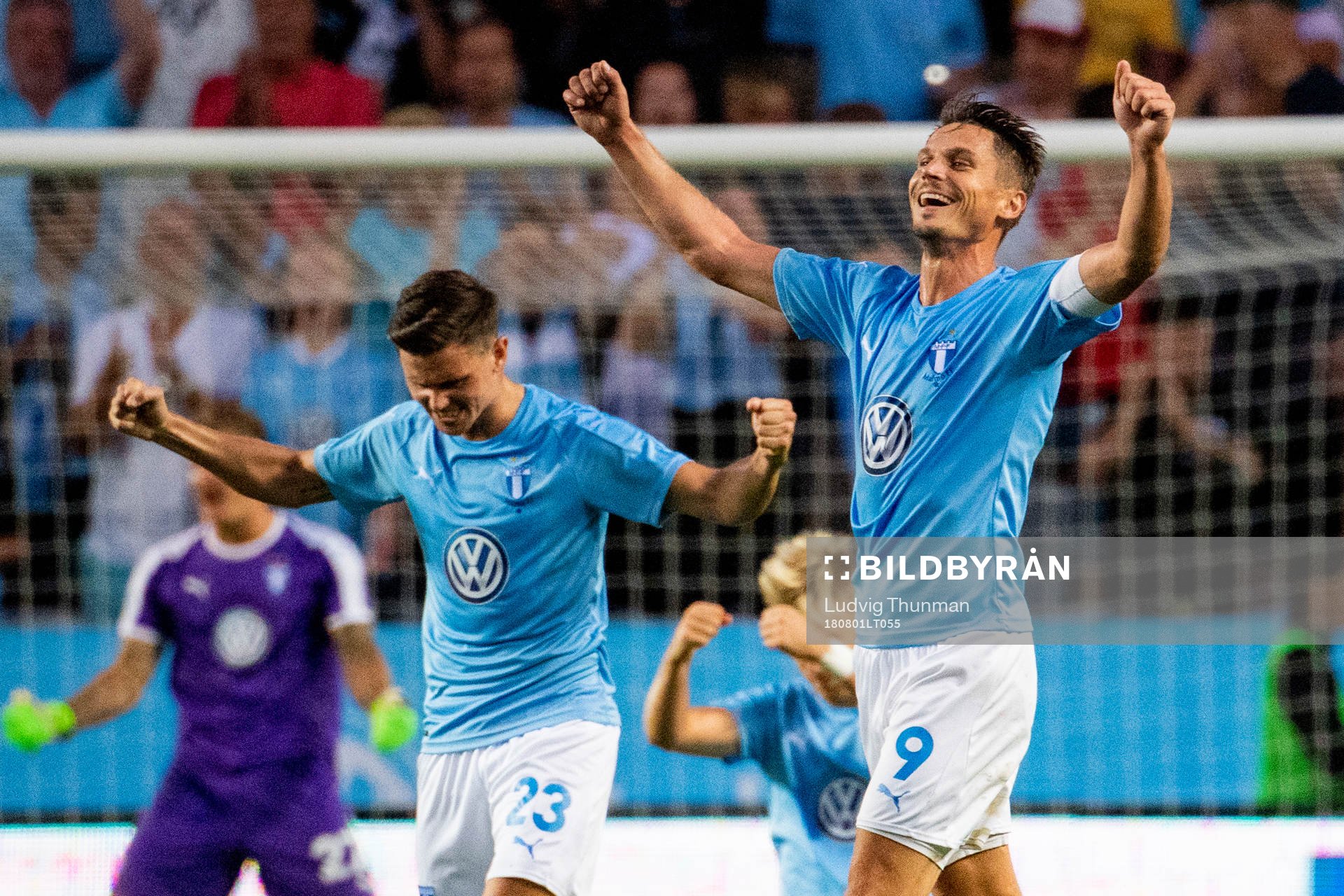 Marcus Antonsson, Markus Rosenberg of Malmö FF celebrates