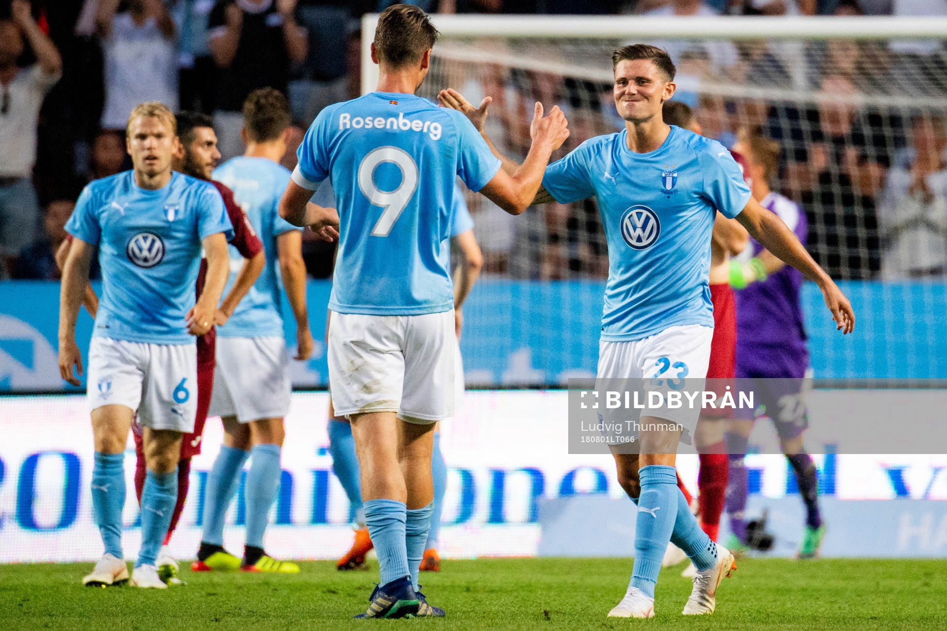 Marcus Antonsson, Markus Rosenberg of Malmö FF celebrates