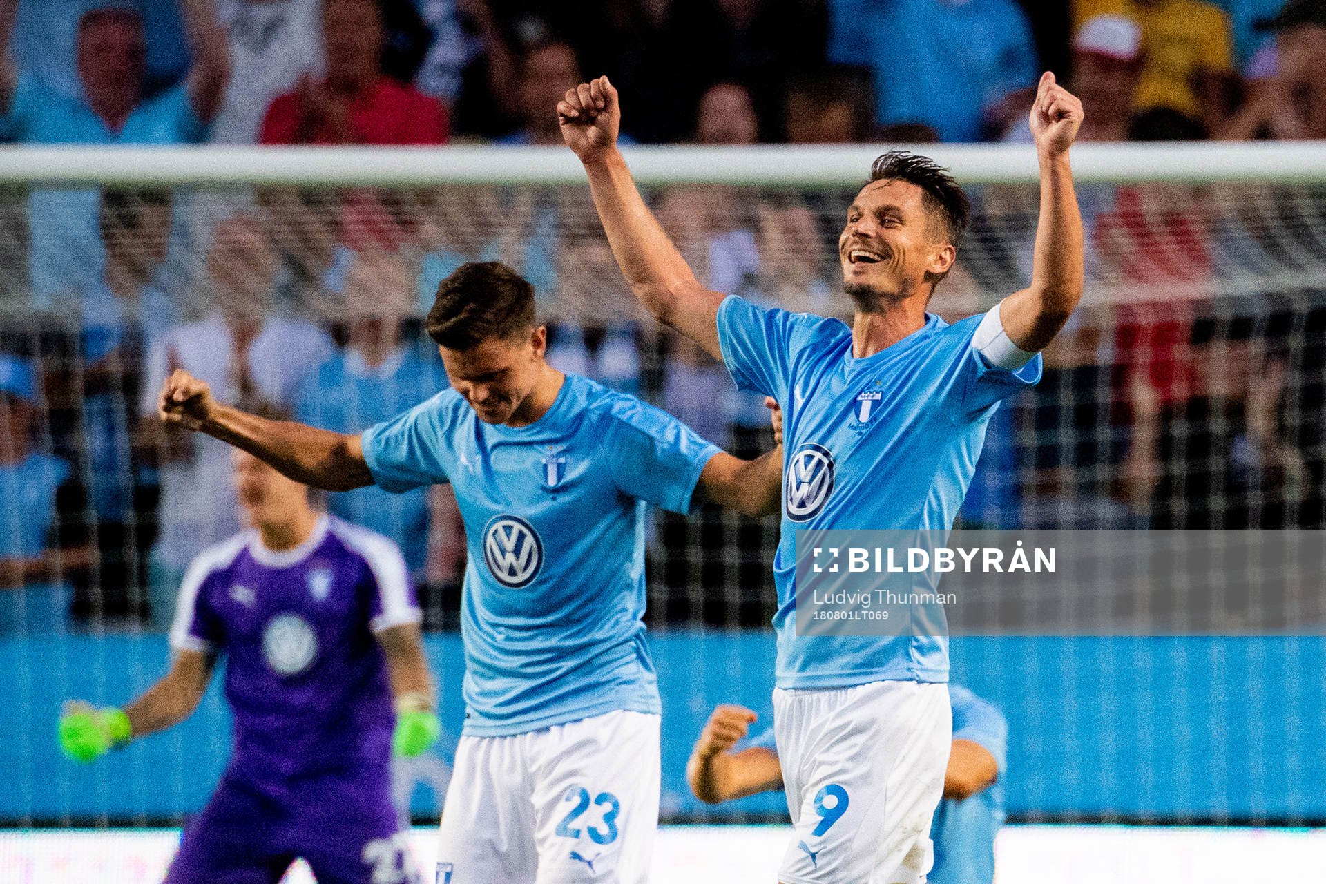 Marcus Antonsson, Markus Rosenberg of Malmö FF celebrates