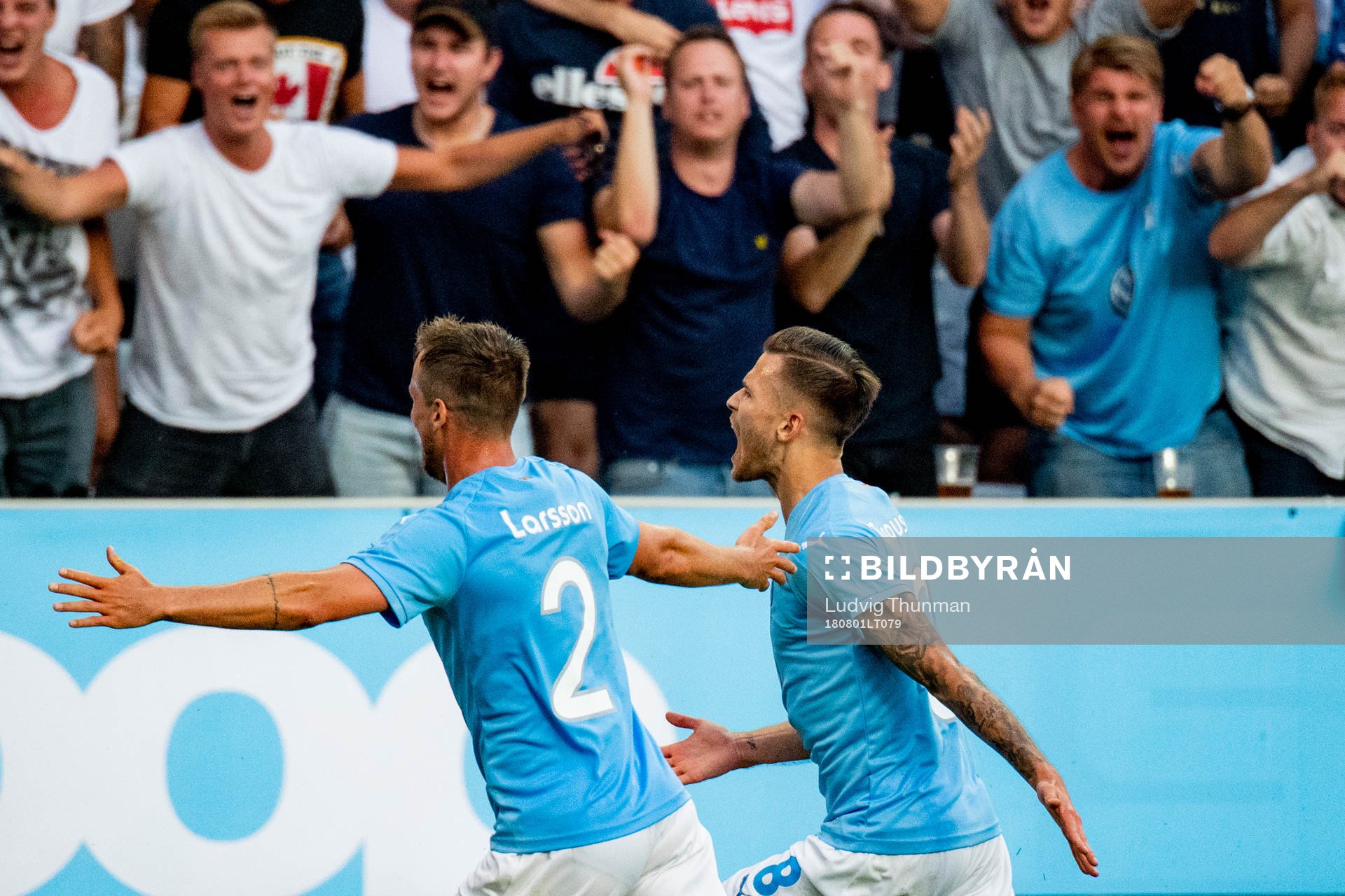 Eric Larsson and Arnór Ingvi Traustason of Malmö FF