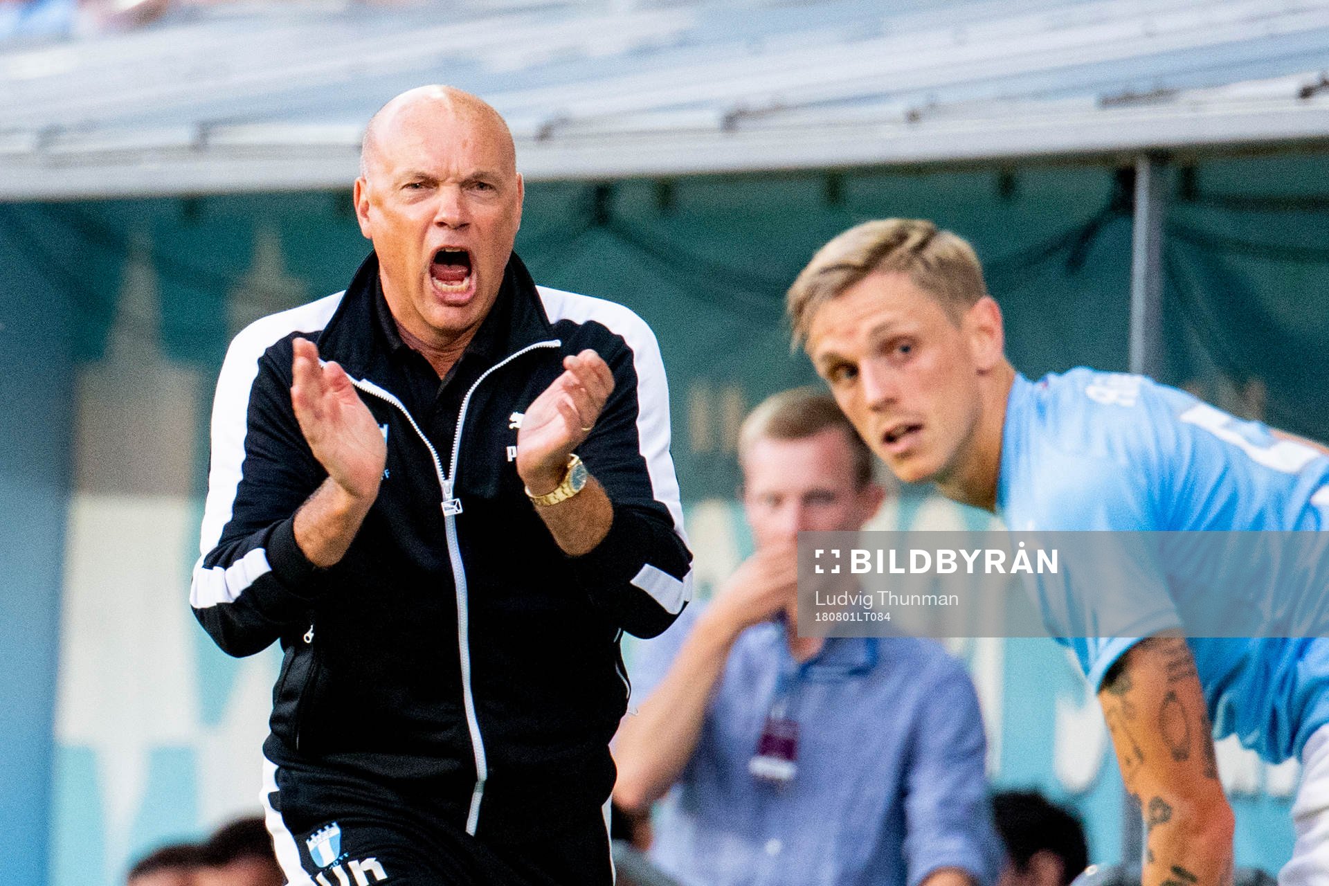 Head coach Uwe Rösler and Sören Rieks of Malmö FF