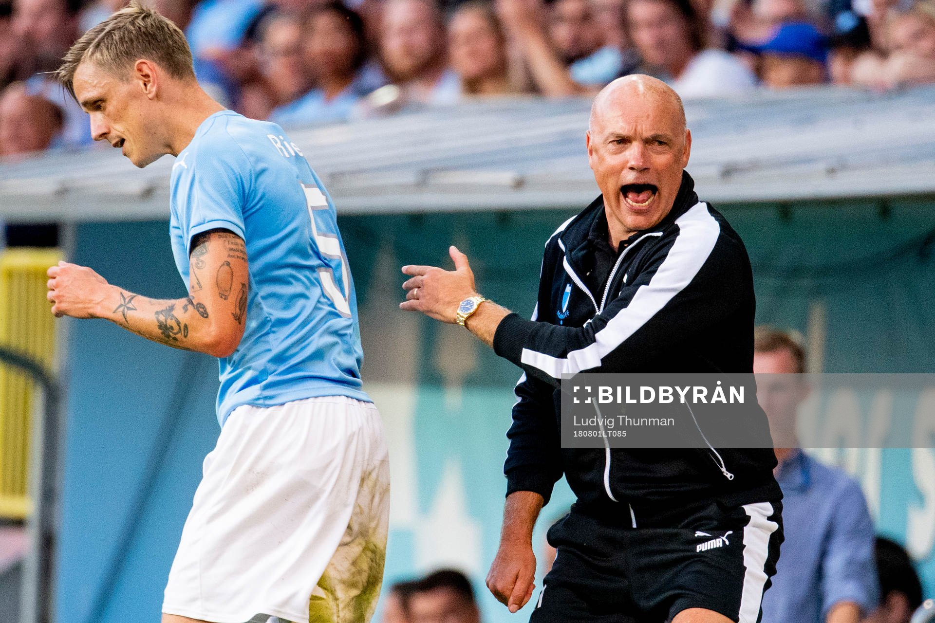 Head coach Uwe Rösler and Sören Rieks of Malmö FF