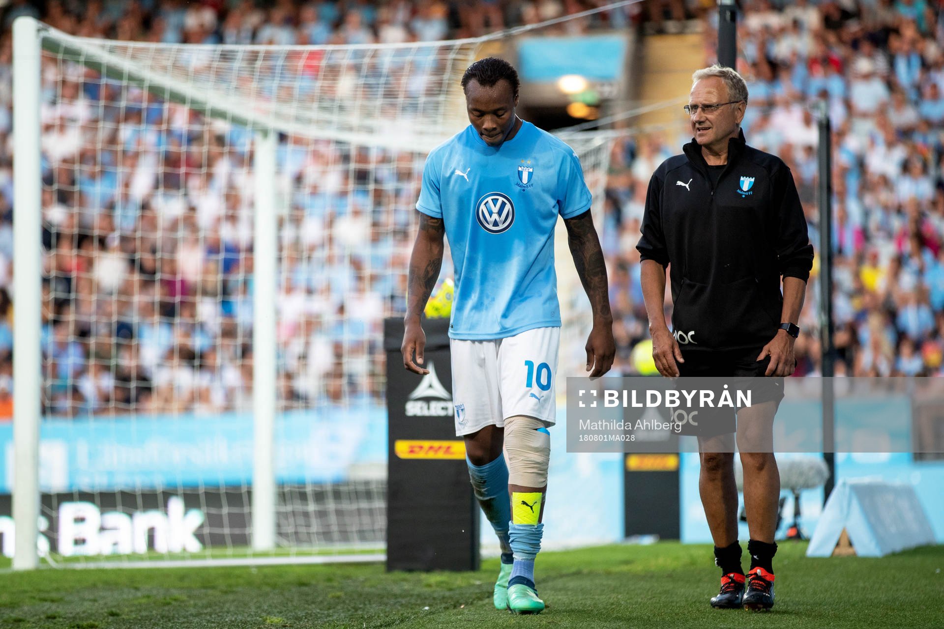 Carlos Strandberg of Malmö FF leaves the pitch