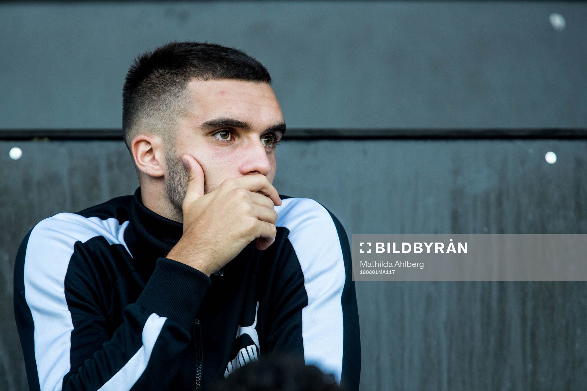 Egzon Binaku of Malmö FF in the stands prior to  the UEFA