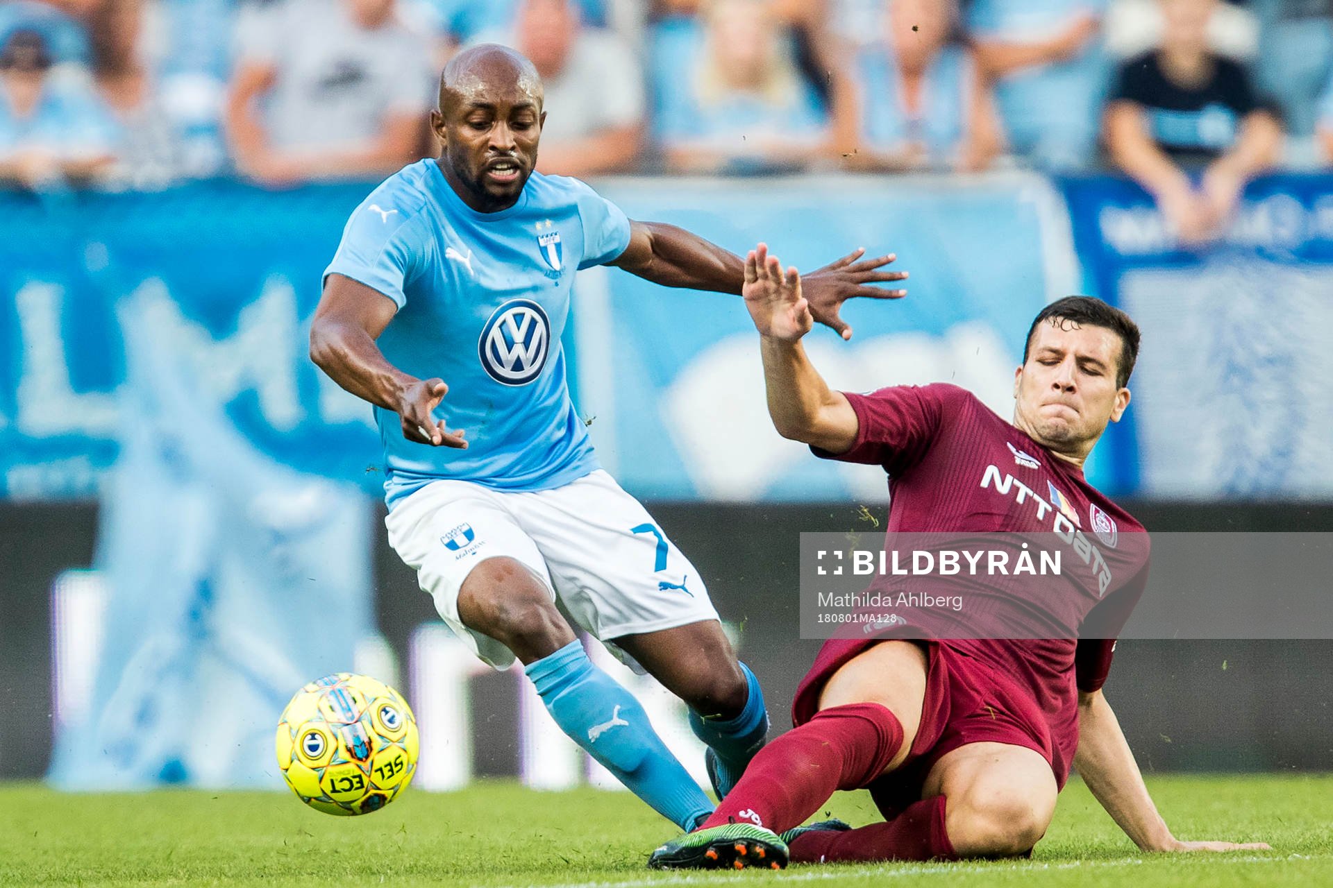 Fouad Bachirou of Malmö FF George Tucudean of Cluj
