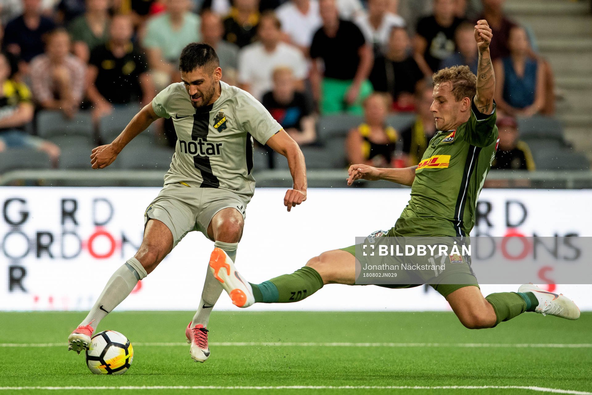 Stefan Silva of AIK and Andreas Skovgaard of Nordsjälland