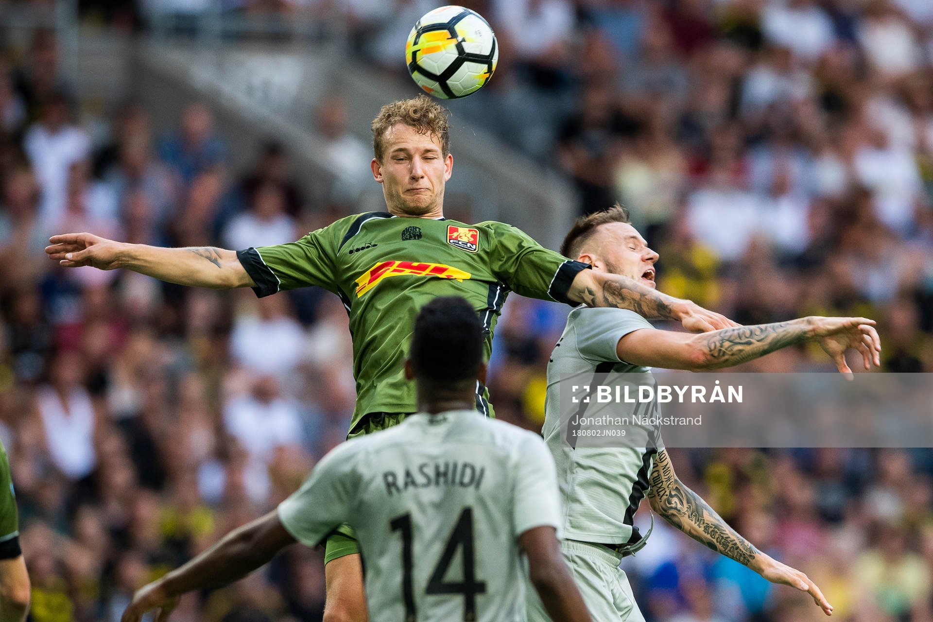 Andreas Skovgaard of Nordsjälland vies with Alexander