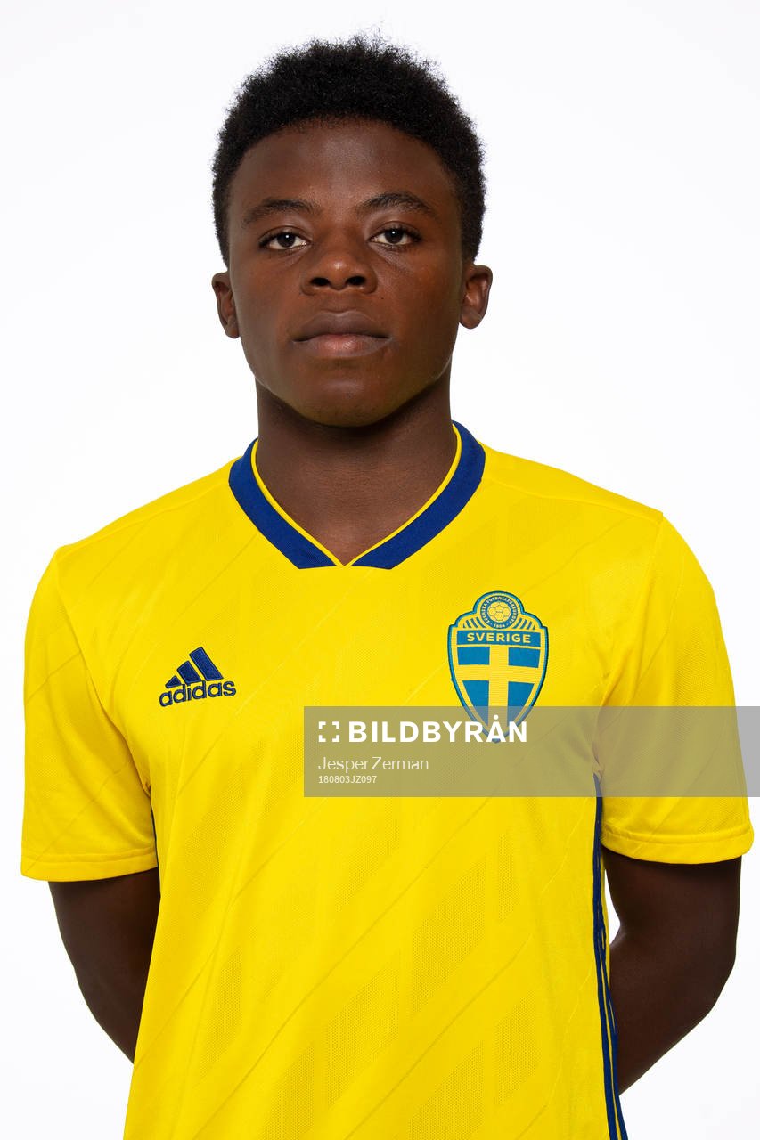 Jonathan Mparara i P15-landslaget poserar för porträtt den 3 augusti 2018 i Stockholm.
