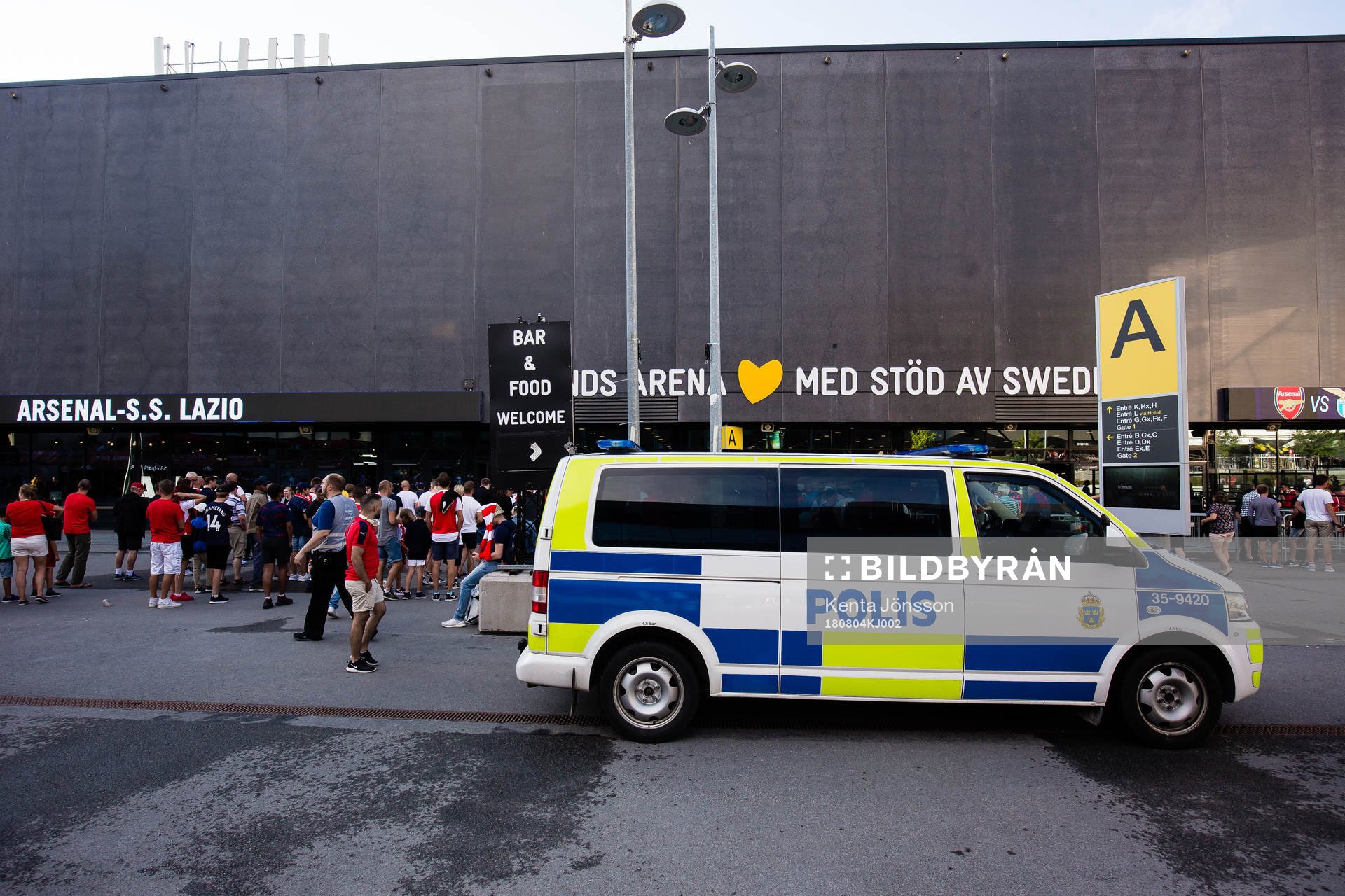 A police car outside of Friends Arena prior to the