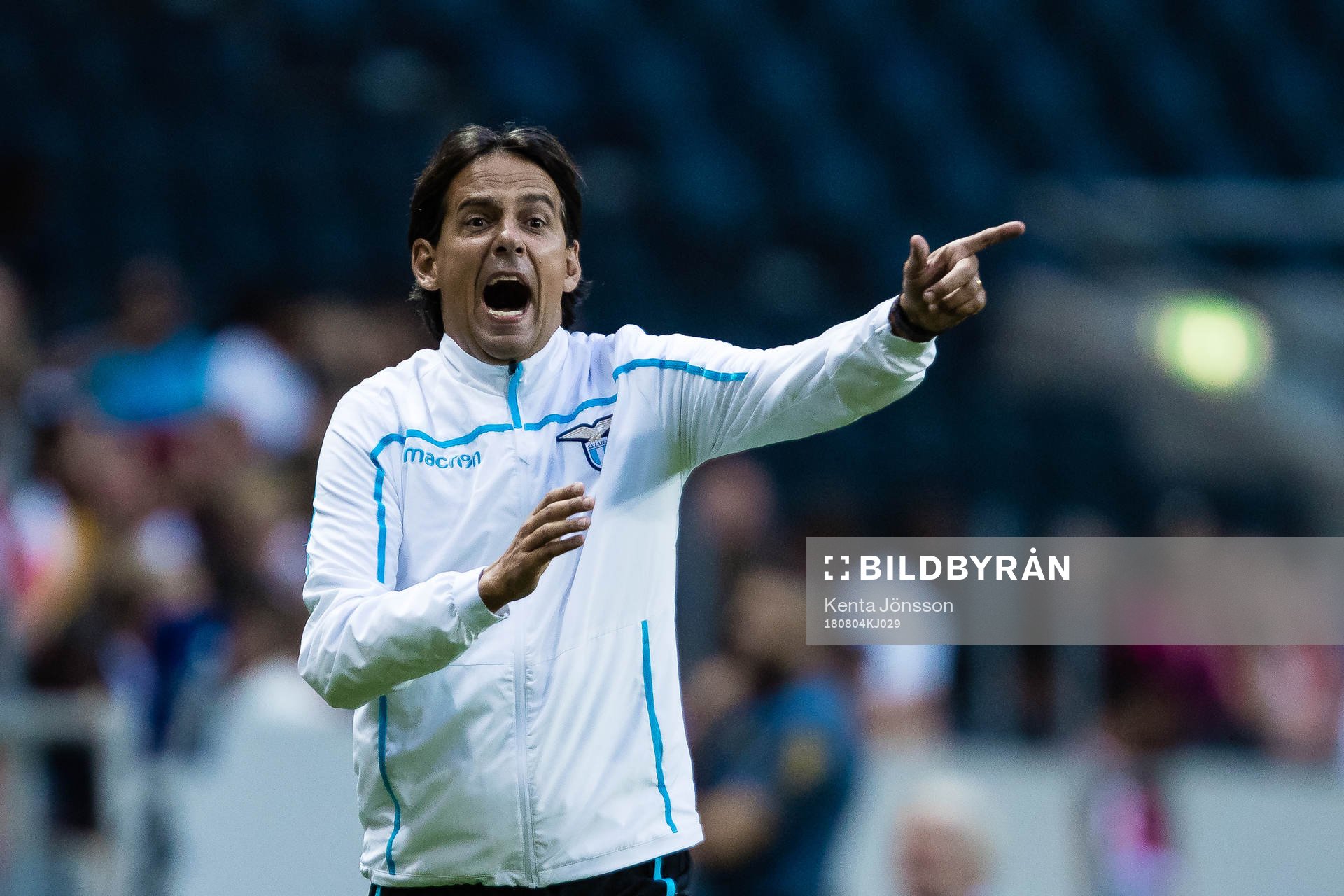 Coach Simone Inzaghi of Lazio reacts during the International Champions Cup match between Arsenal and Lazio on August 4, 2018 in Stockholm.