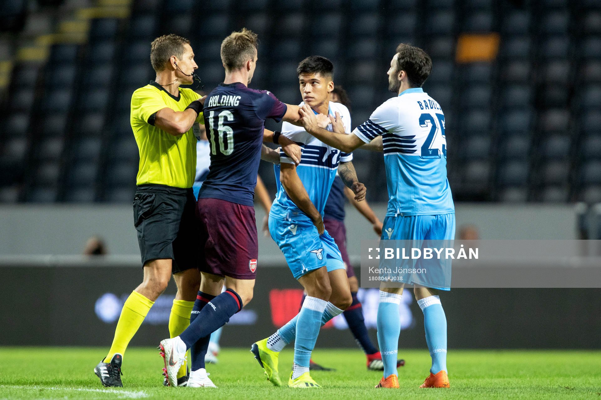 Rob Holding of Arsenal and Joaquin Correa of Lazio